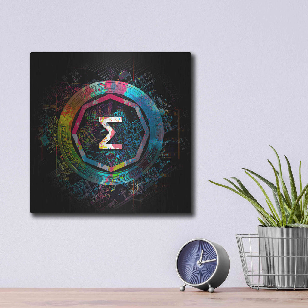 Luxe Metal Art 'Ergo Crypto Power' by Epic Portfolio Metal Wall Art,12x12