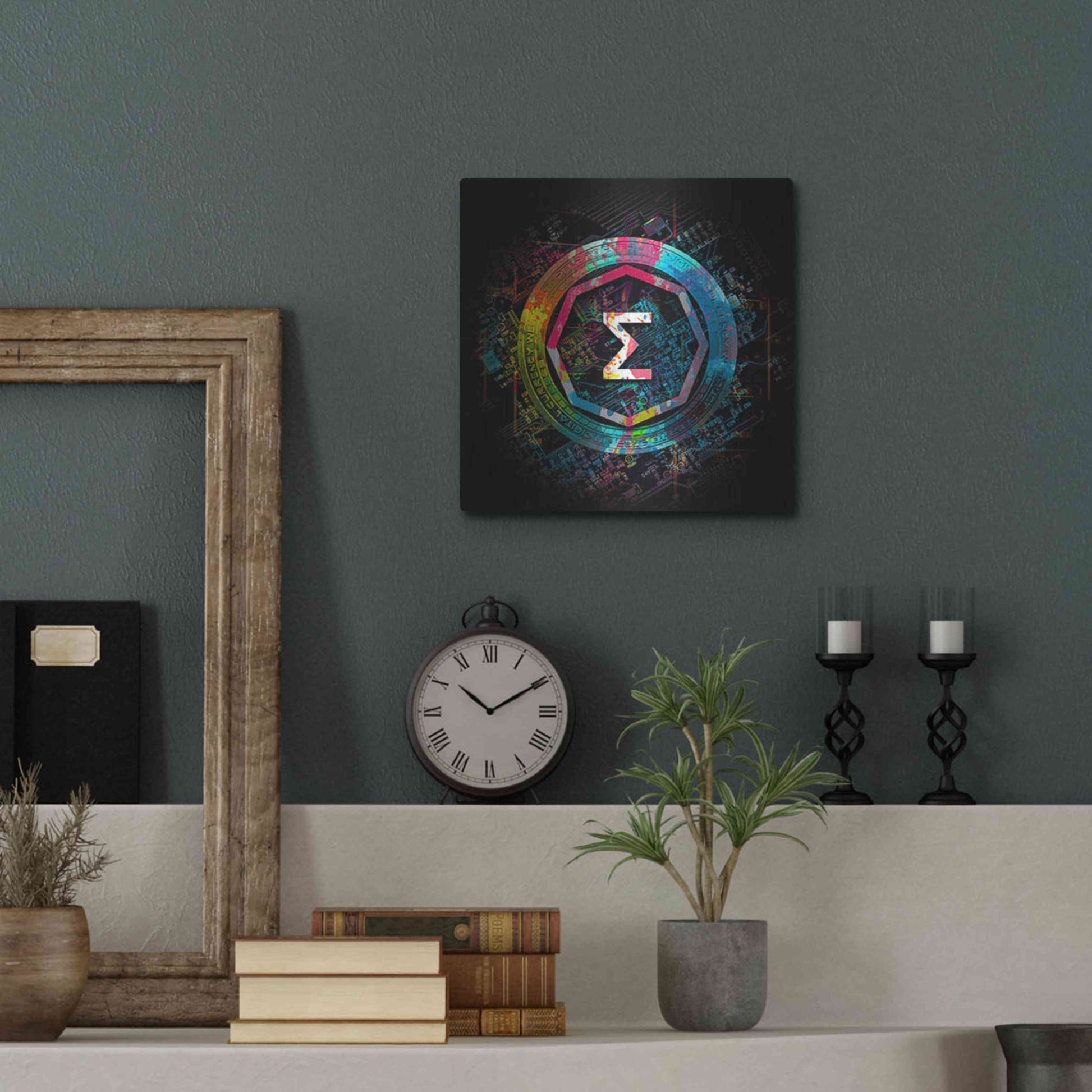 Luxe Metal Art 'Ergo Crypto Power' by Epic Portfolio Metal Wall Art,12x12