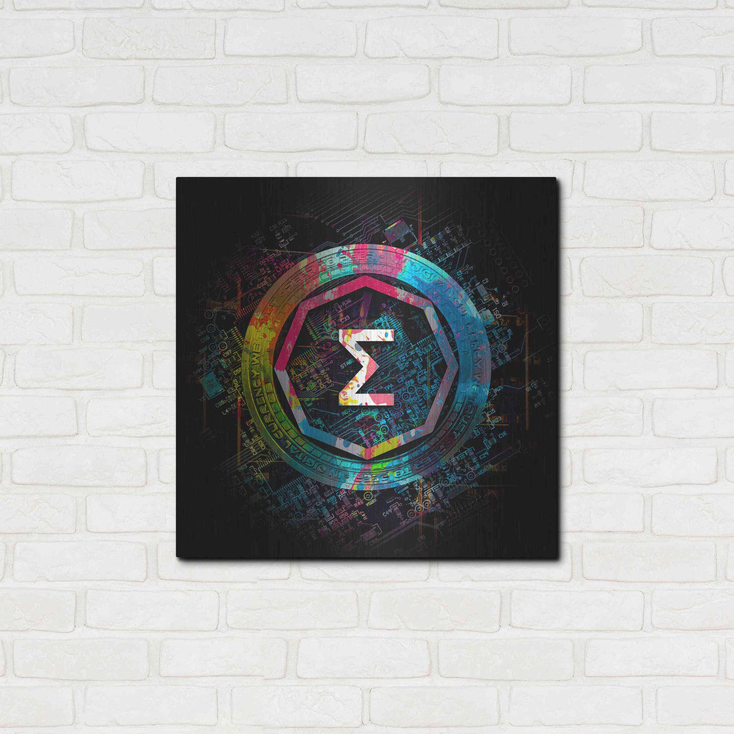 Luxe Metal Art 'Ergo Crypto Power' by Epic Portfolio Metal Wall Art,24x24