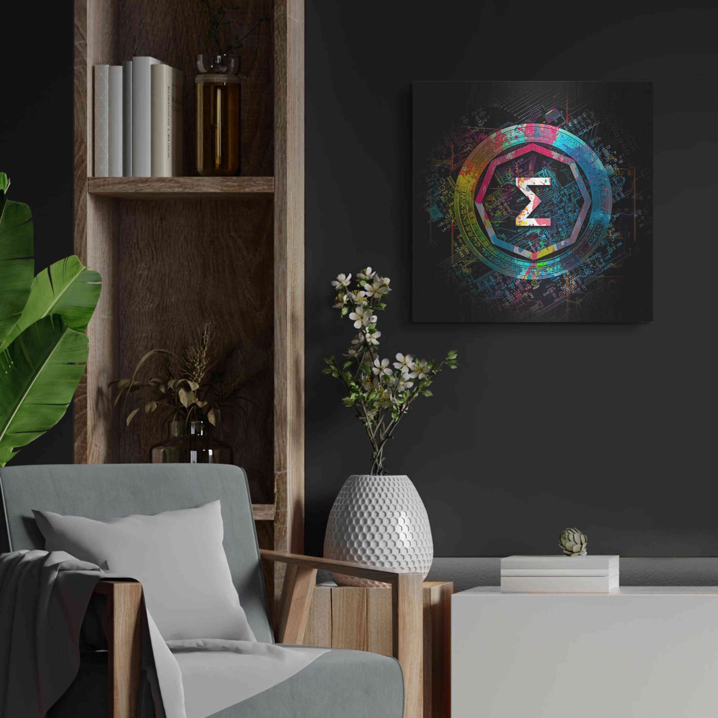 Luxe Metal Art 'Ergo Crypto Power' by Epic Portfolio Metal Wall Art,24x24