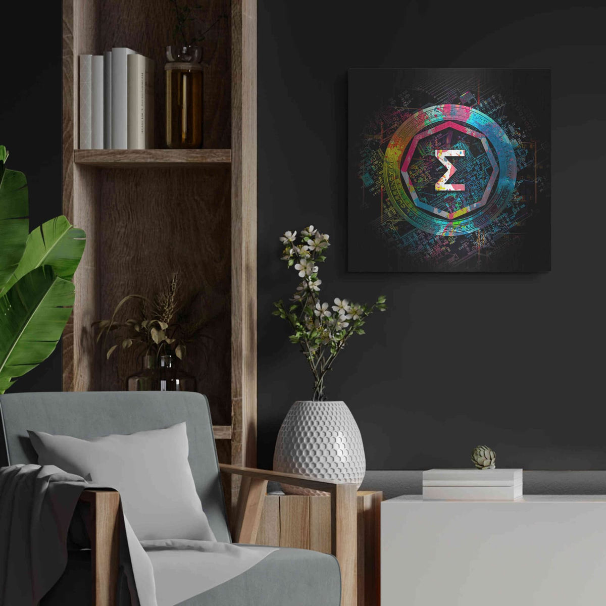 'Ergo Crypto Power' by Valentyn Artemenko – Metal Wall Art, 24x24 room view