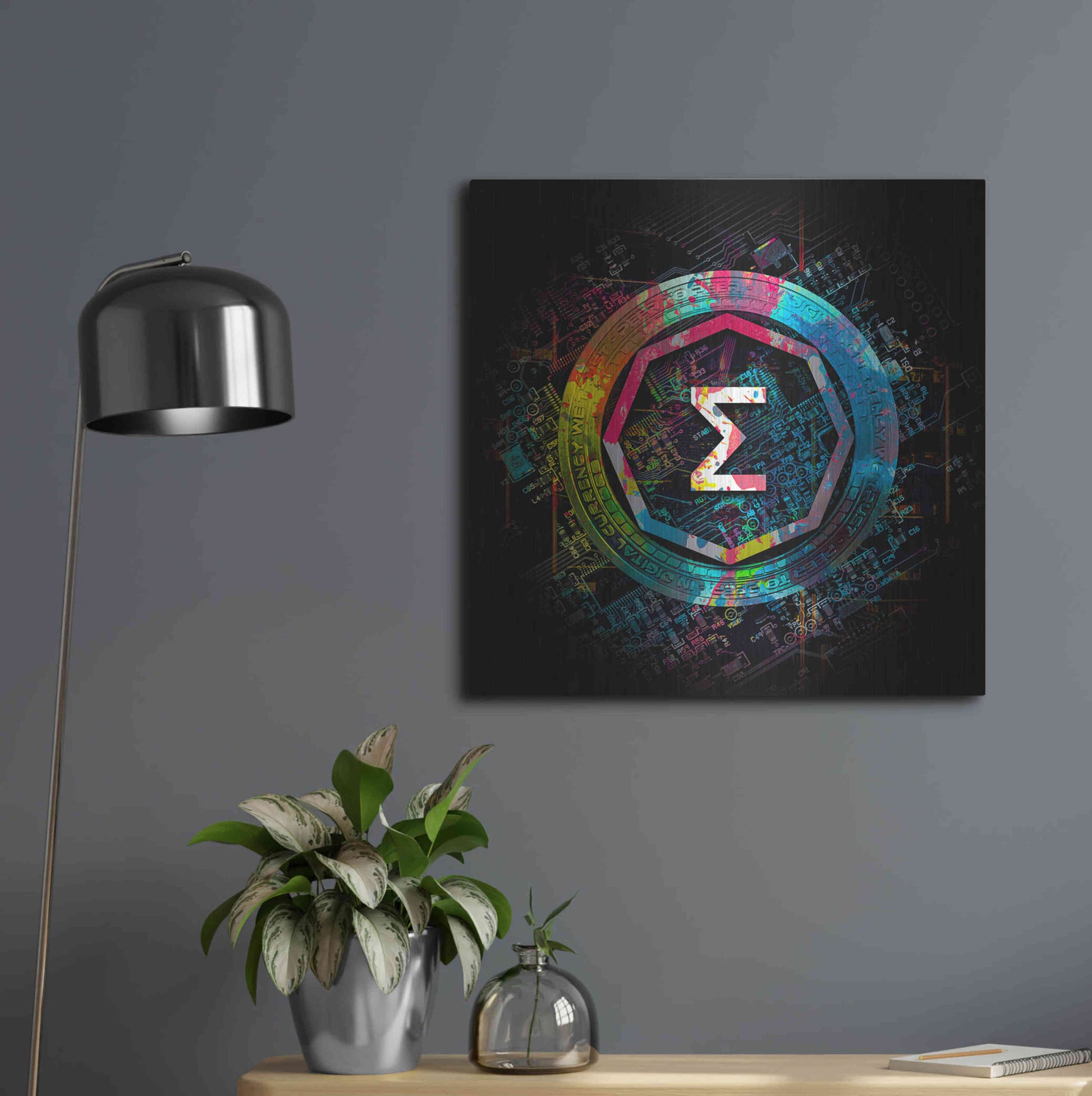 Luxe Metal Art 'Ergo Crypto Power' by Epic Portfolio Metal Wall Art,24x24