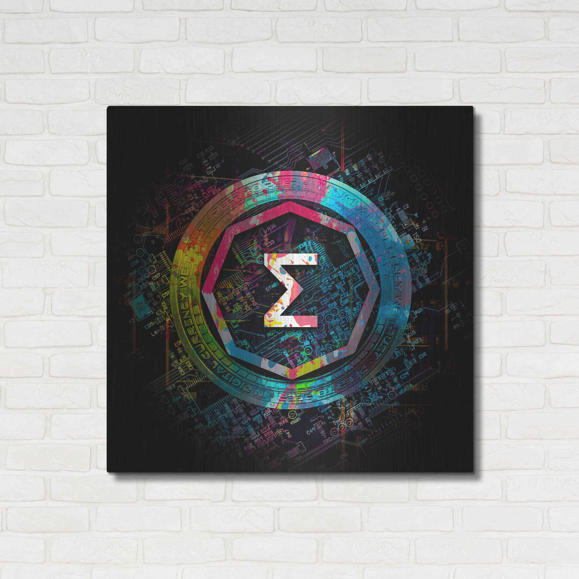 Luxe Metal Art 'Ergo Crypto Power' by Epic Portfolio Metal Wall Art,36x36