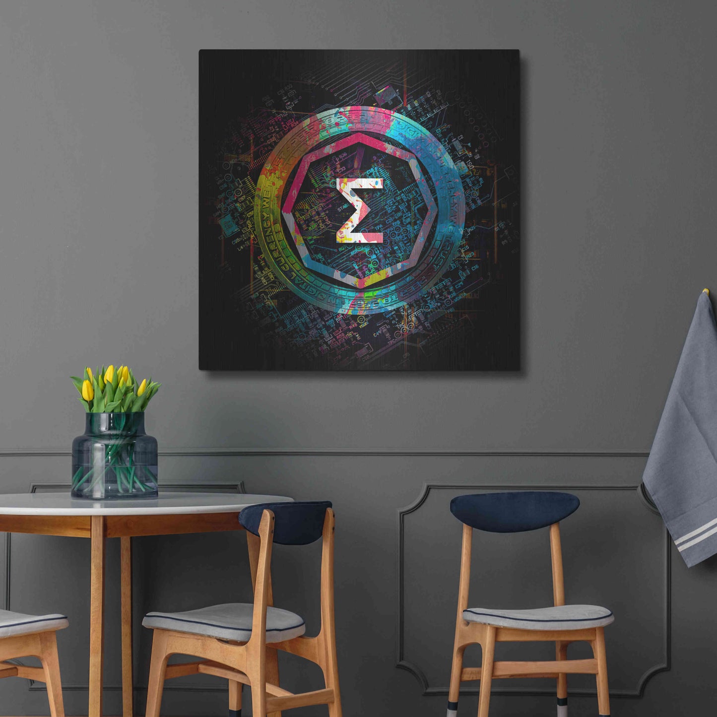 Luxe Metal Art 'Ergo Crypto Power' by Epic Portfolio Metal Wall Art,36x36