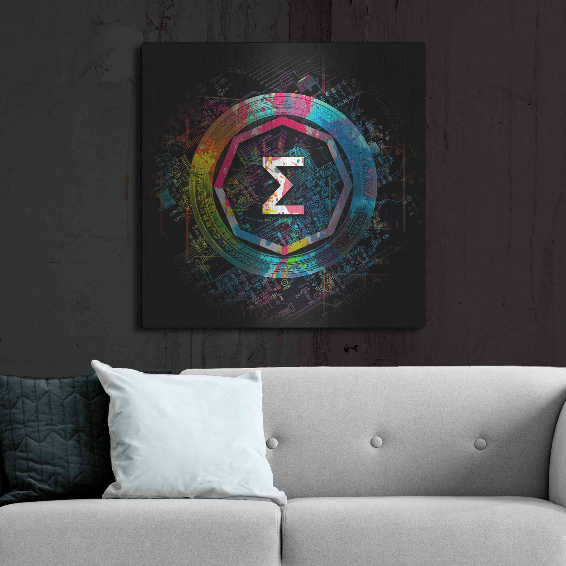 Luxe Metal Art 'Ergo Crypto Power' by Epic Portfolio Metal Wall Art,36x36
