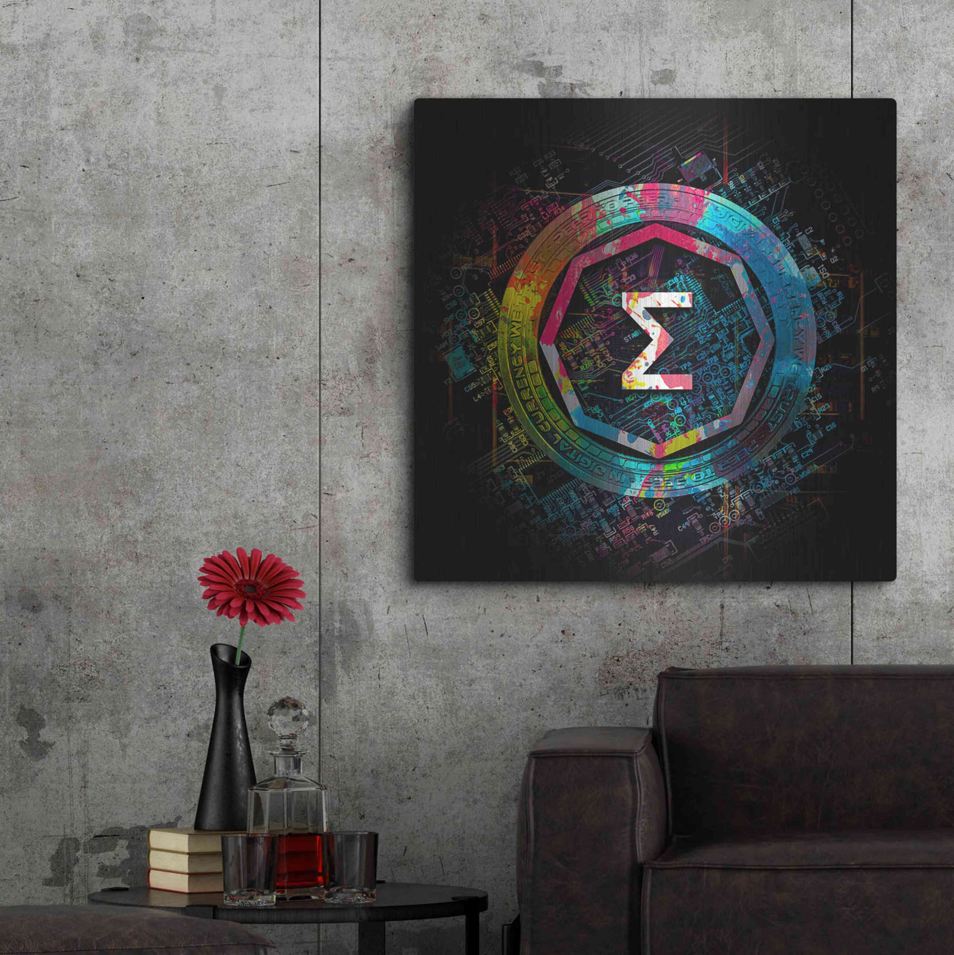 Luxe Metal Art 'Ergo Crypto Power' by Epic Portfolio Metal Wall Art,36x36