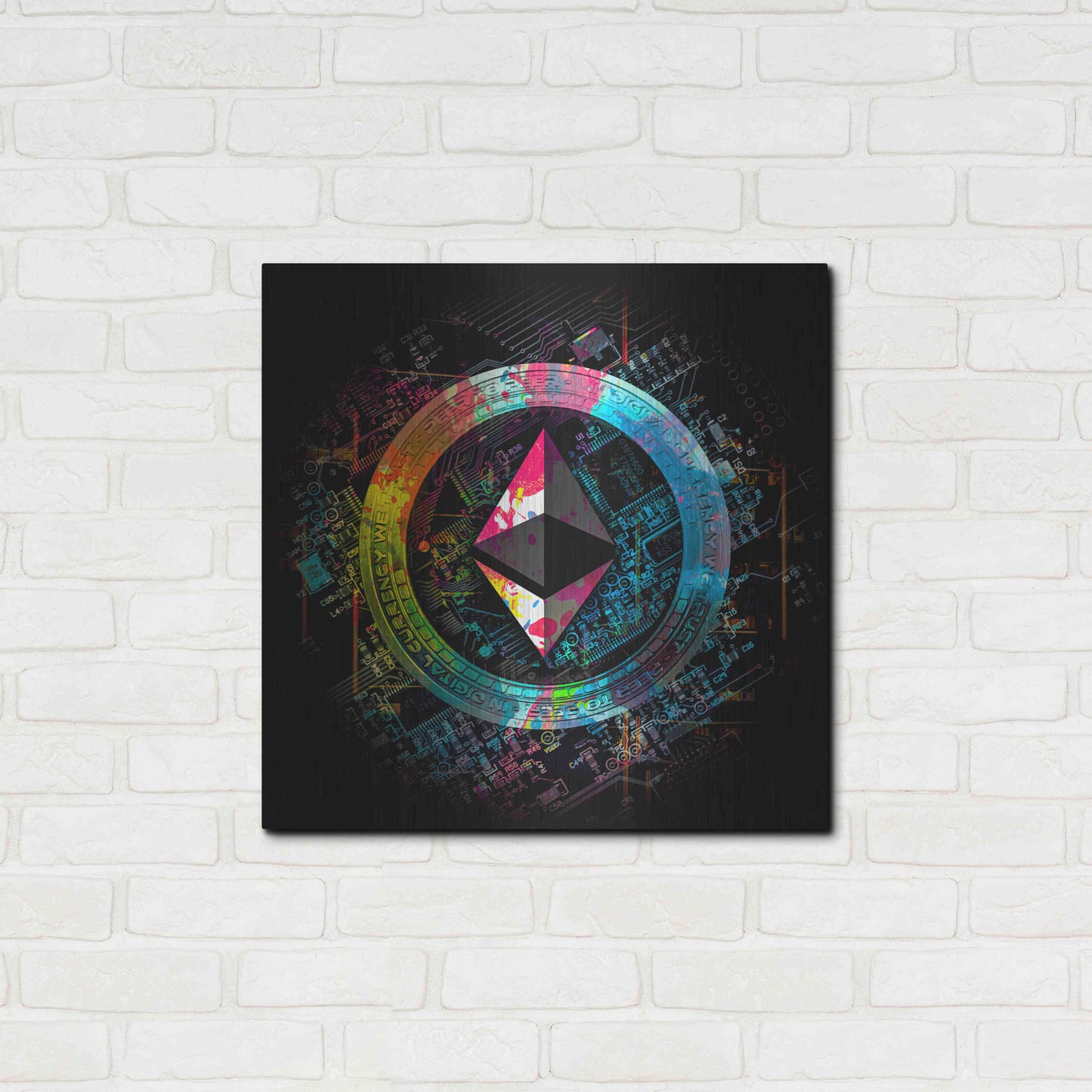 Luxe Metal Art 'Ethereum Crypto Power' by Epic Portfolio Metal Wall Art,24x24