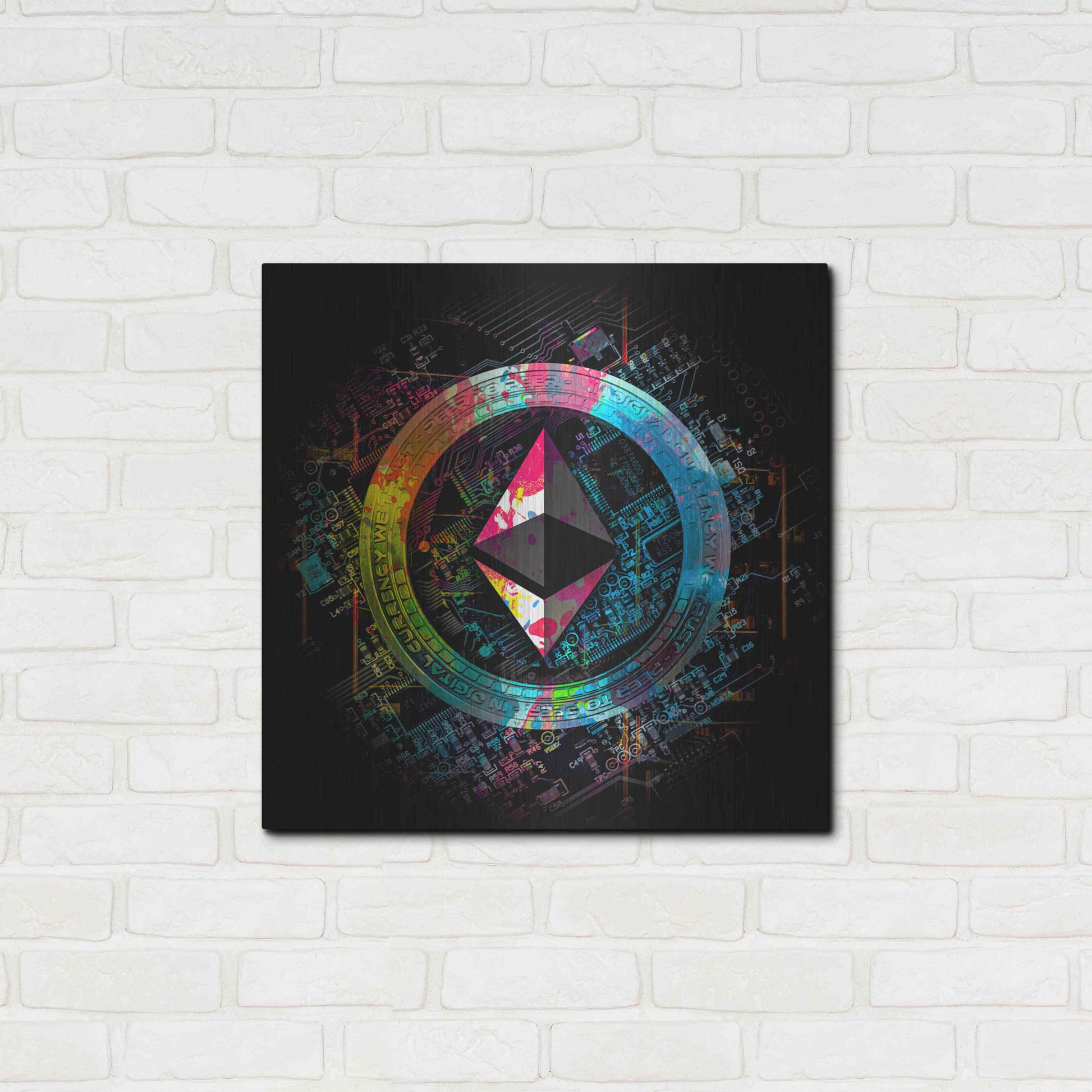 Luxe Metal Art 'Ethereum Crypto Power' by Epic Portfolio Metal Wall Art,24x24