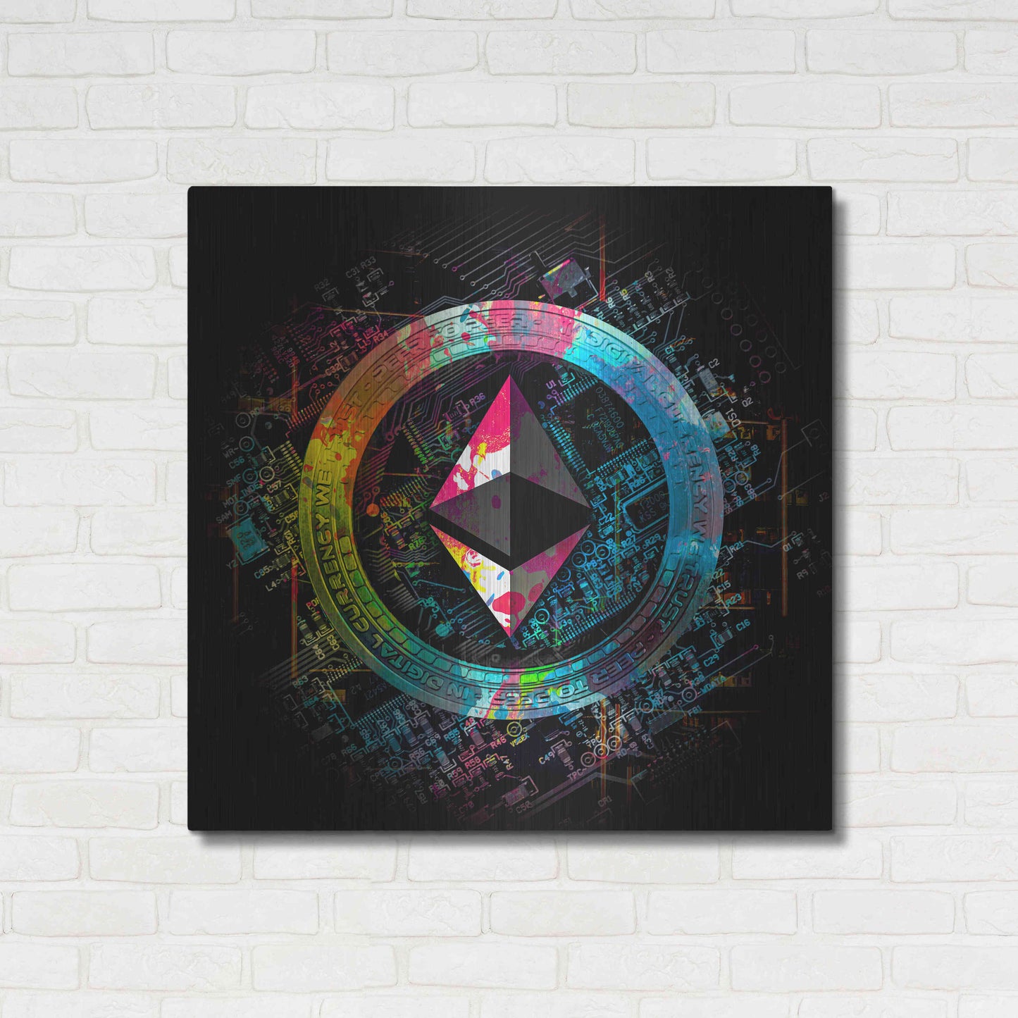 Luxe Metal Art 'Ethereum Crypto Power' by Epic Portfolio Metal Wall Art,36x36