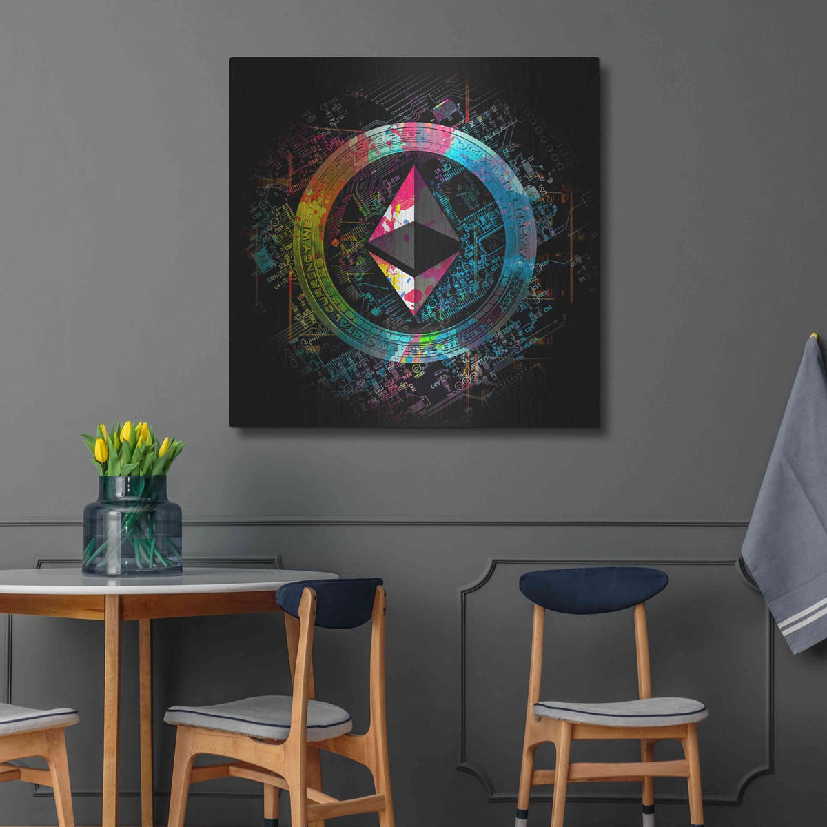 'Ethereum Crypto Power' by Valentyn Artemenko – Metal Wall Art, 36x36 room view
