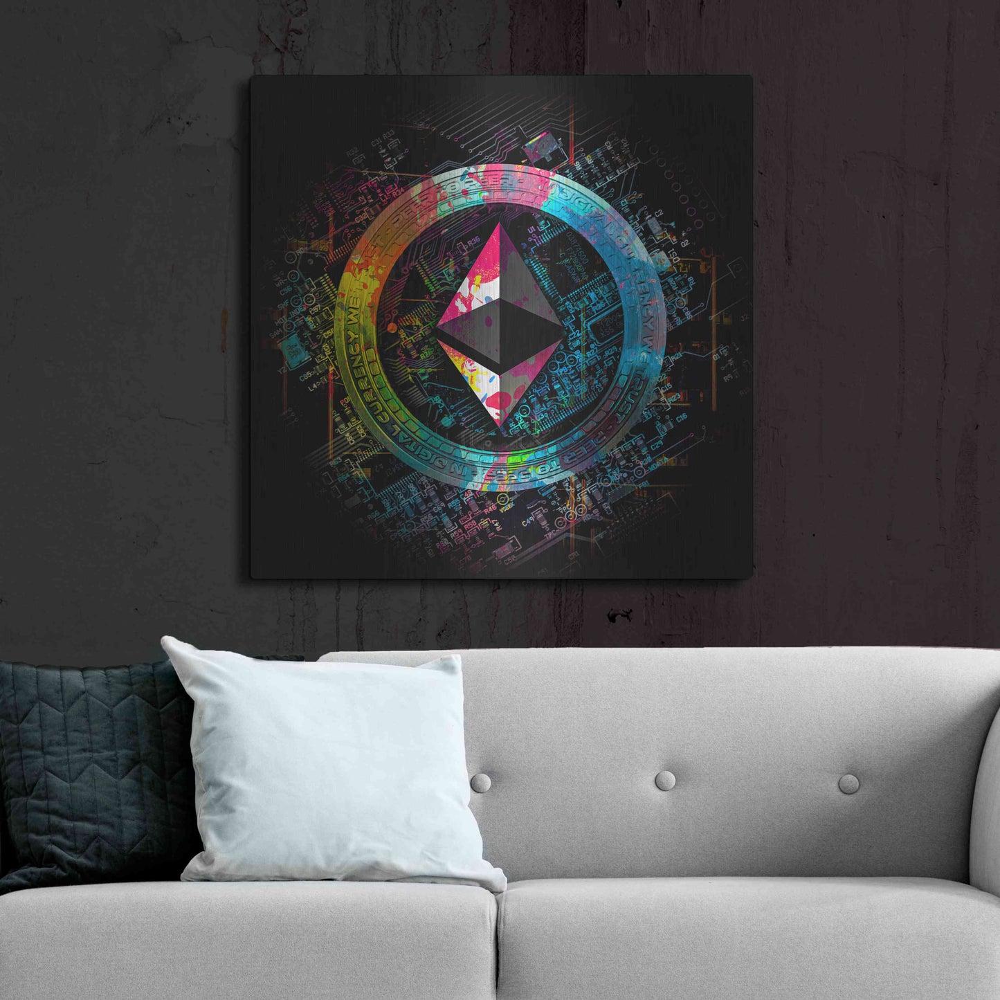 Luxe Metal Art 'Ethereum Crypto Power' by Epic Portfolio Metal Wall Art,36x36