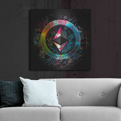 Luxe Metal Art 'Ethereum Crypto Power' by Epic Portfolio Metal Wall Art,36x36