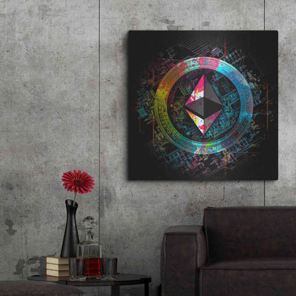 Luxe Metal Art 'Ethereum Crypto Power' by Epic Portfolio Metal Wall Art,36x36
