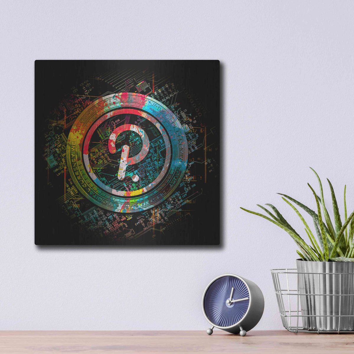 Luxe Metal Art 'Polkadot Crypto Power' by Epic Portfolio Metal Wall Art,12x12