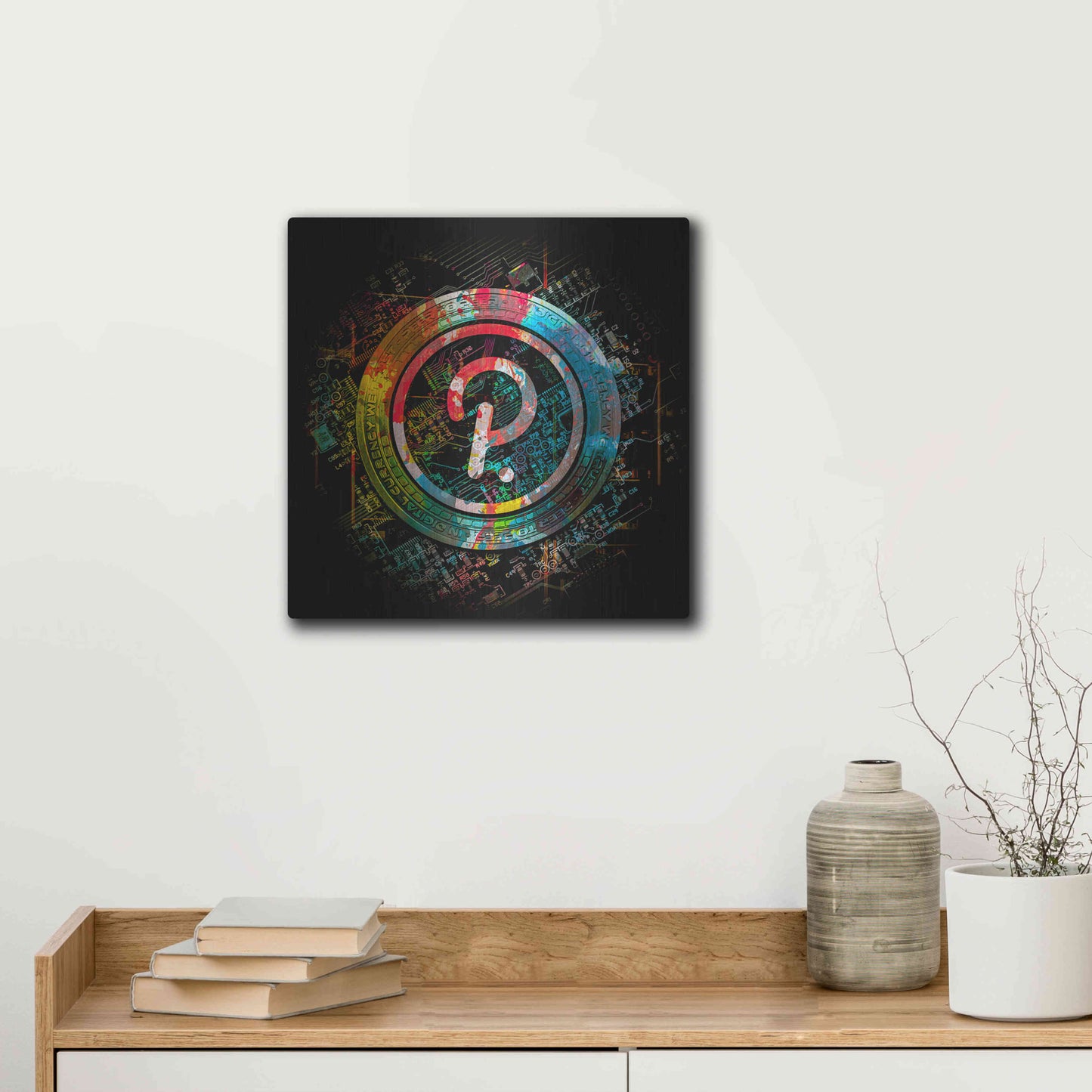 Luxe Metal Art 'Polkadot Crypto Power' by Epic Portfolio Metal Wall Art,12x12