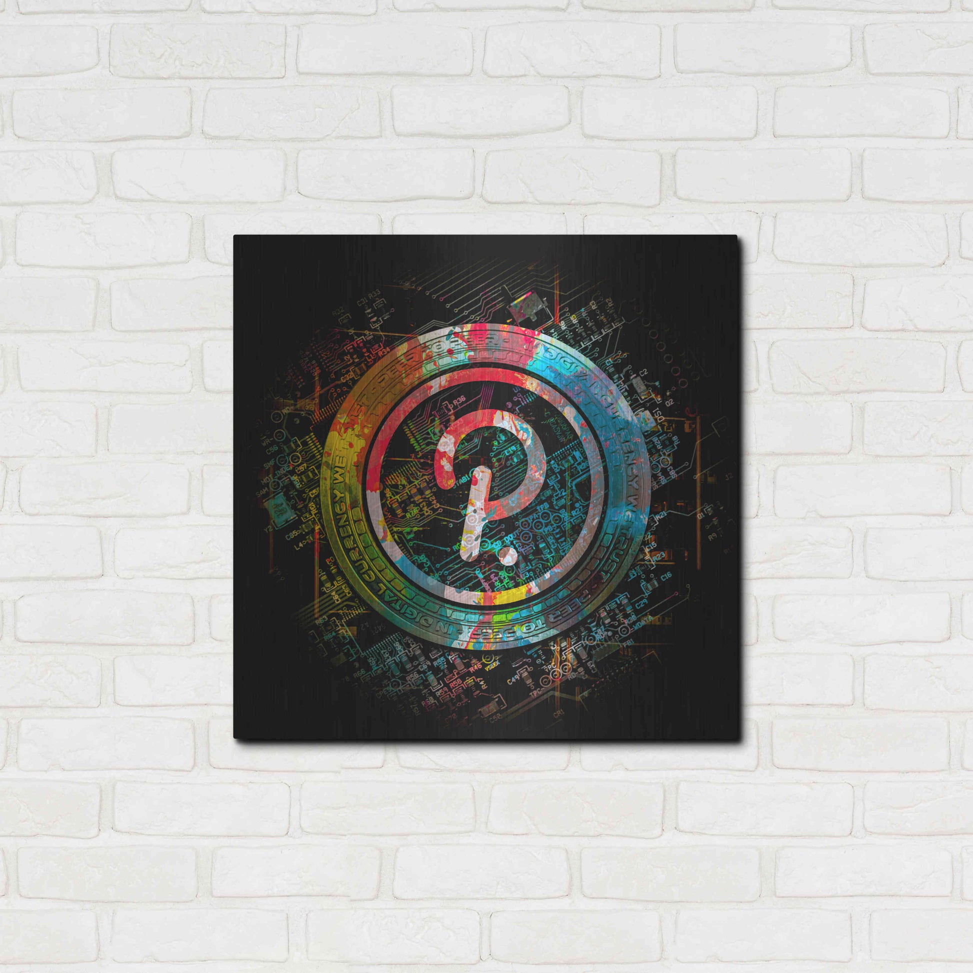 Luxe Metal Art 'Polkadot Crypto Power' by Epic Portfolio Metal Wall Art,24x24