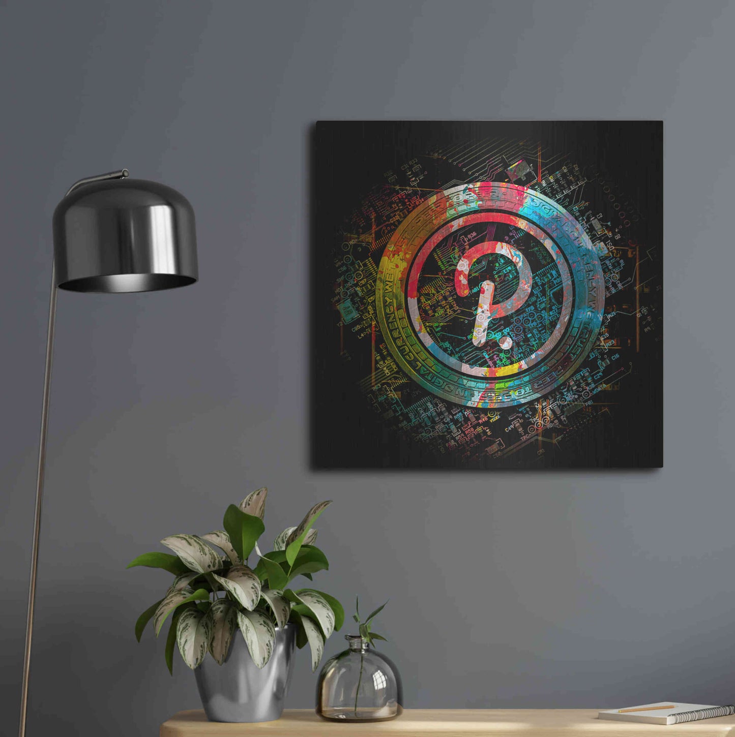 Luxe Metal Art 'Polkadot Crypto Power' by Epic Portfolio Metal Wall Art,24x24