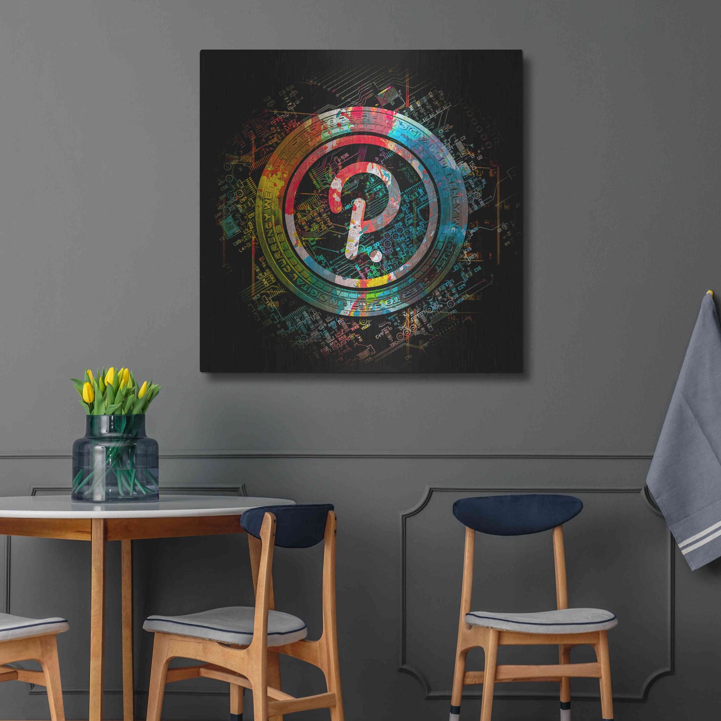 Luxe Metal Art 'Polkadot Crypto Power' by Epic Portfolio Metal Wall Art,36x36