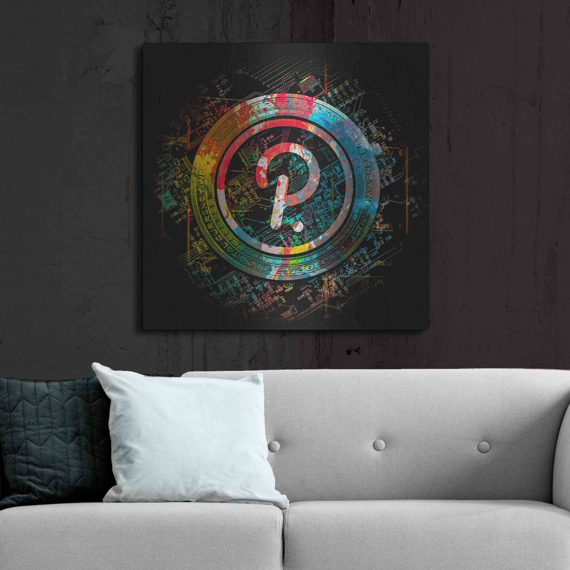 Luxe Metal Art 'Polkadot Crypto Power' by Epic Portfolio Metal Wall Art,36x36