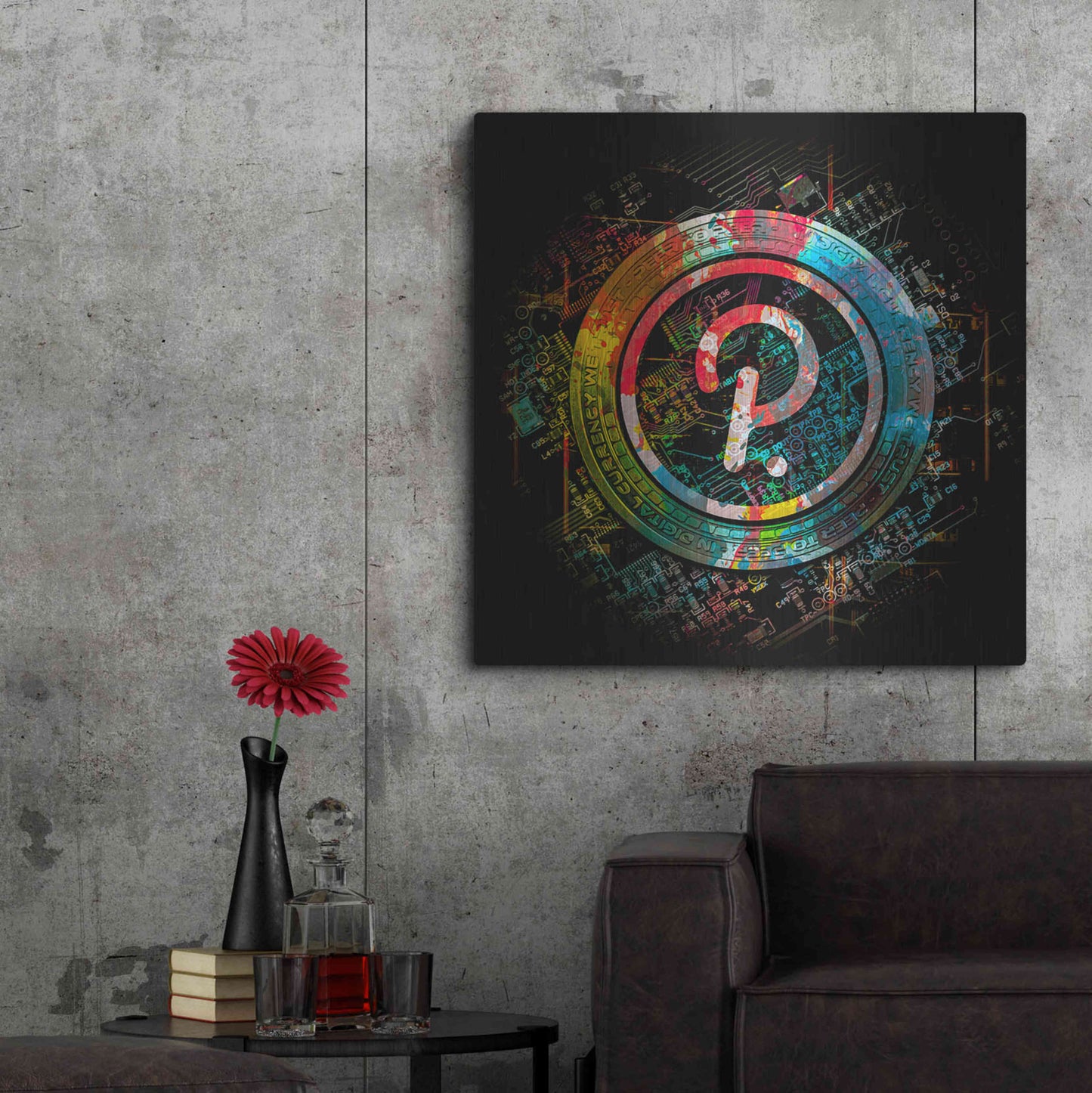 Luxe Metal Art 'Polkadot Crypto Power' by Epic Portfolio Metal Wall Art,36x36