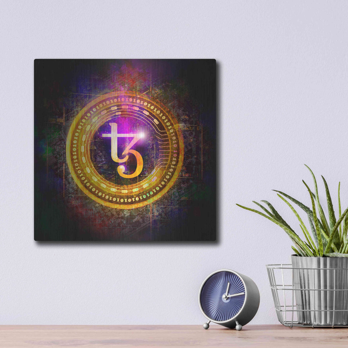 Luxe Metal Art 'Tezos Crypto Halo' by Epic Portfolio Metal Wall Art,12x12