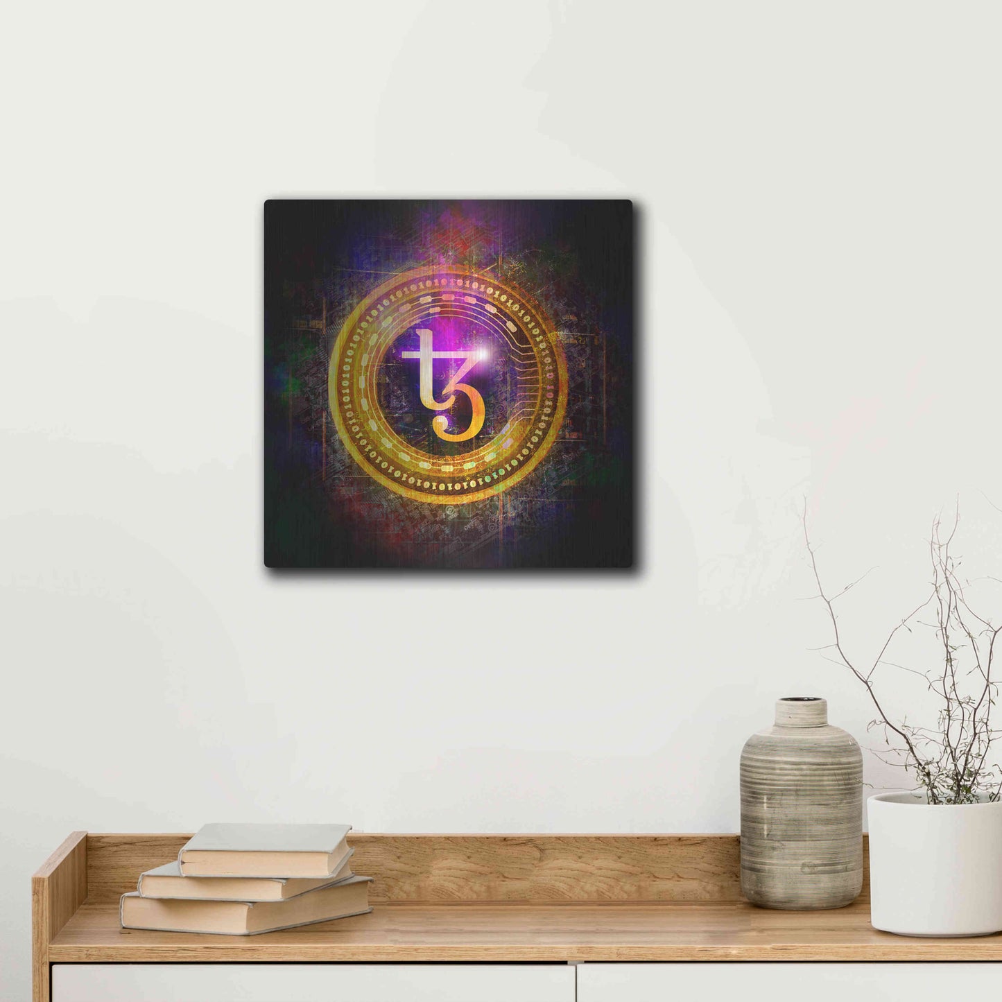 Luxe Metal Art 'Tezos Crypto Halo' by Epic Portfolio Metal Wall Art,12x12
