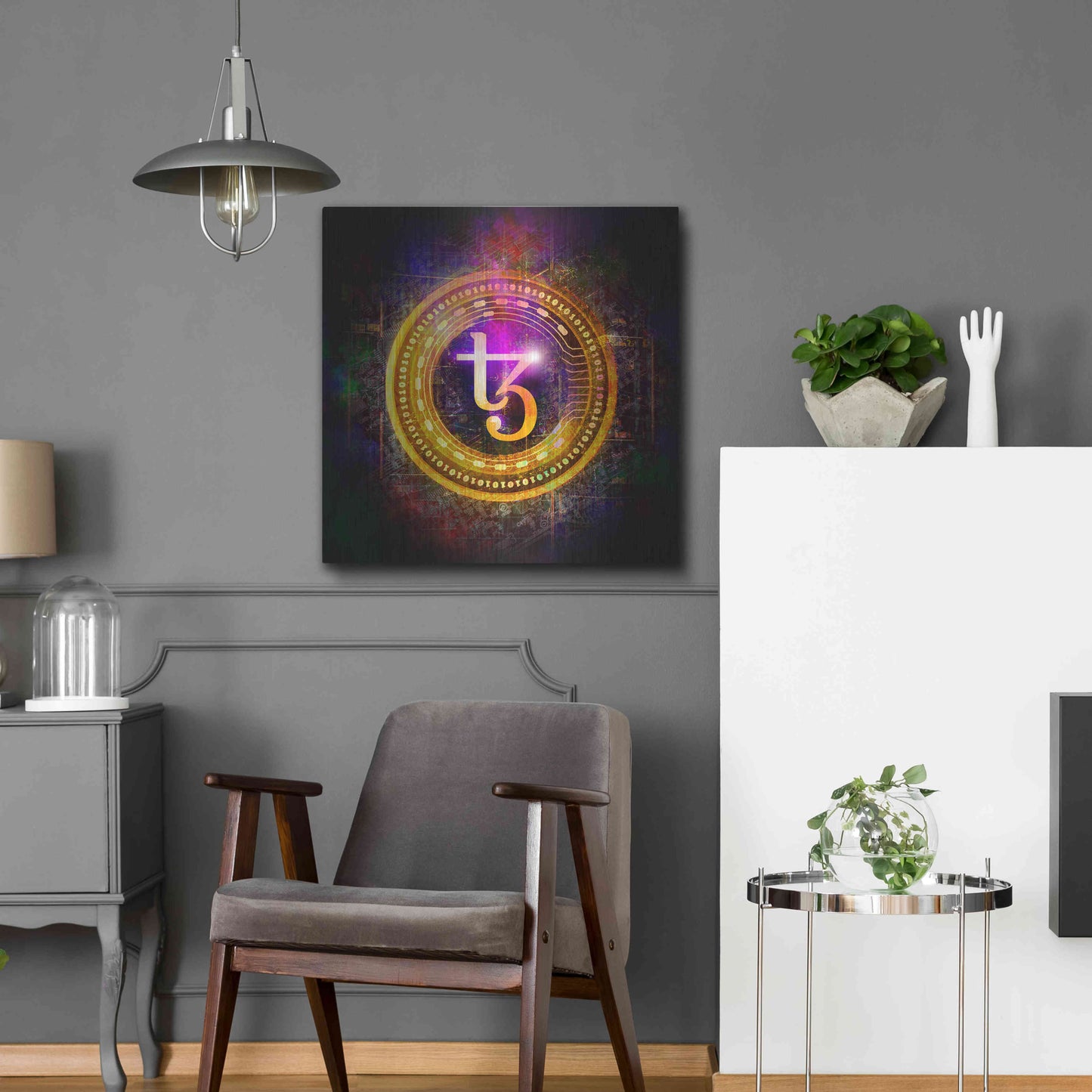 Luxe Metal Art 'Tezos Crypto Halo' by Epic Portfolio Metal Wall Art,24x24
