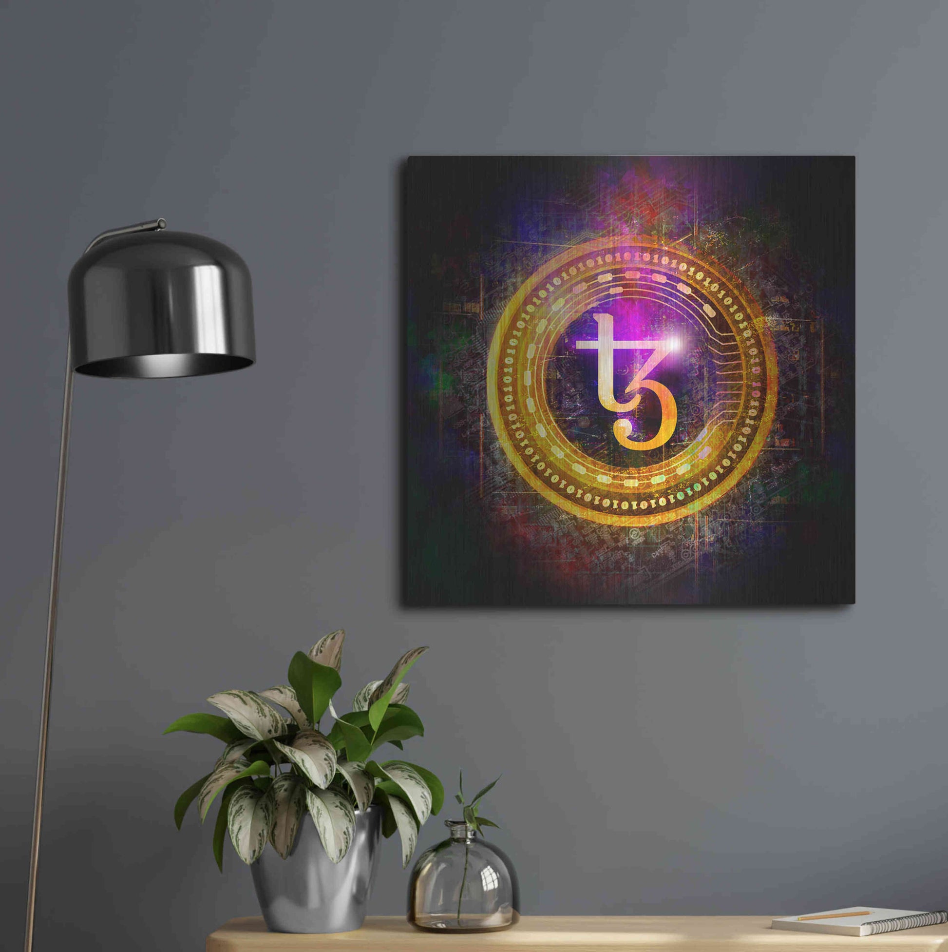 Luxe Metal Art 'Tezos Crypto Halo' by Epic Portfolio Metal Wall Art,24x24
