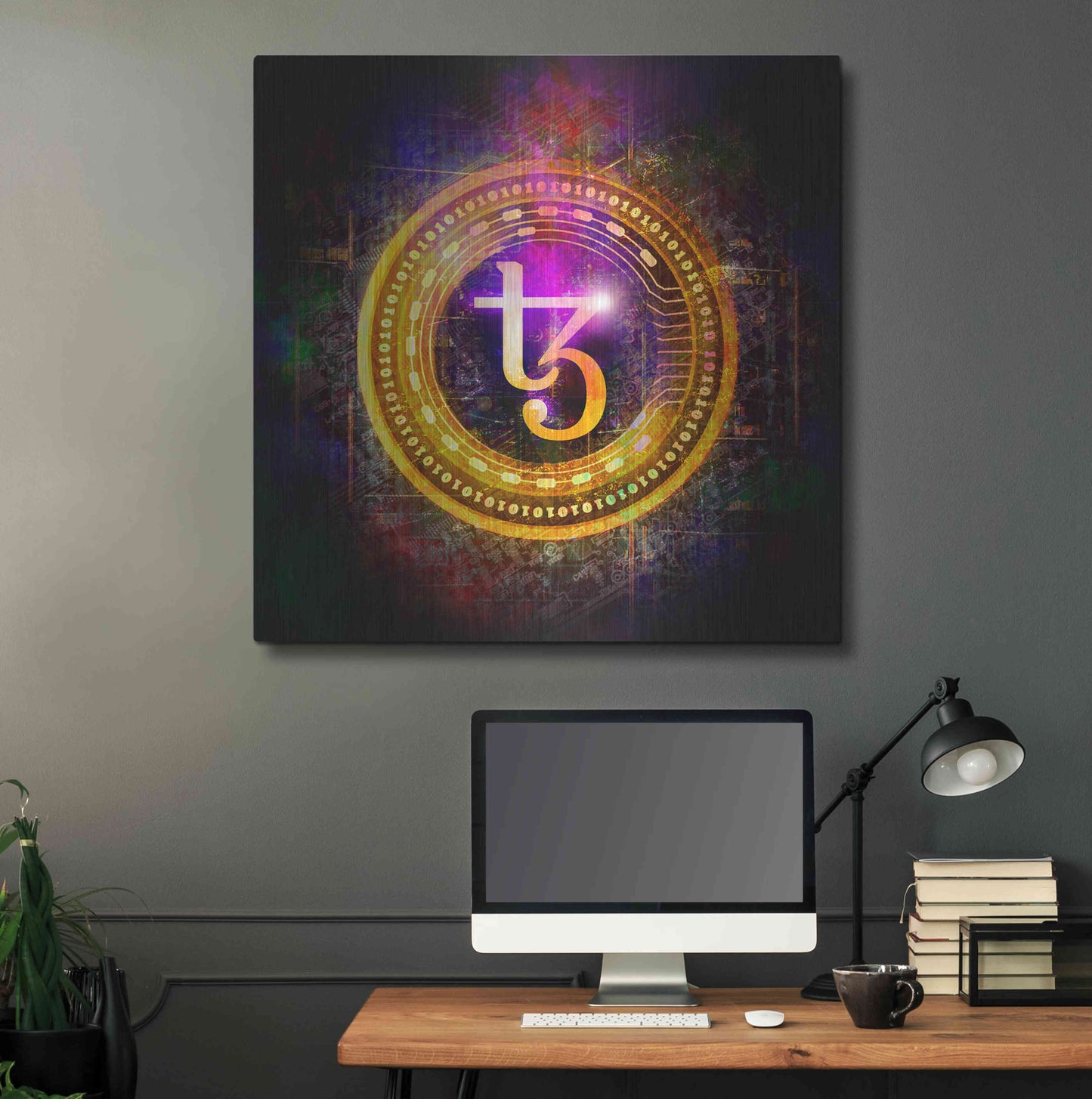 Luxe Metal Art 'Tezos Crypto Halo' by Epic Portfolio Metal Wall Art,36x36