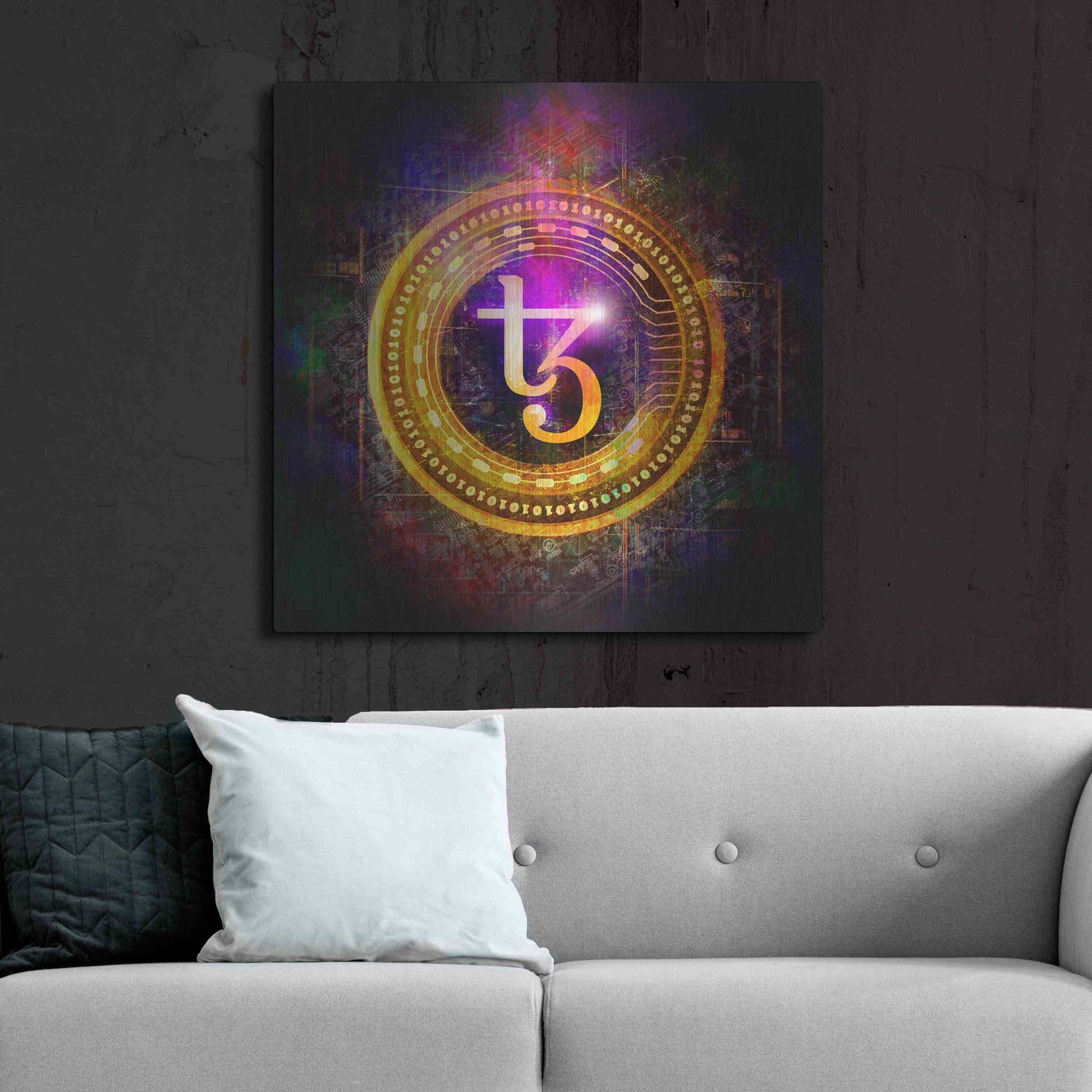 Luxe Metal Art 'Tezos Crypto Halo' by Epic Portfolio Metal Wall Art,36x36