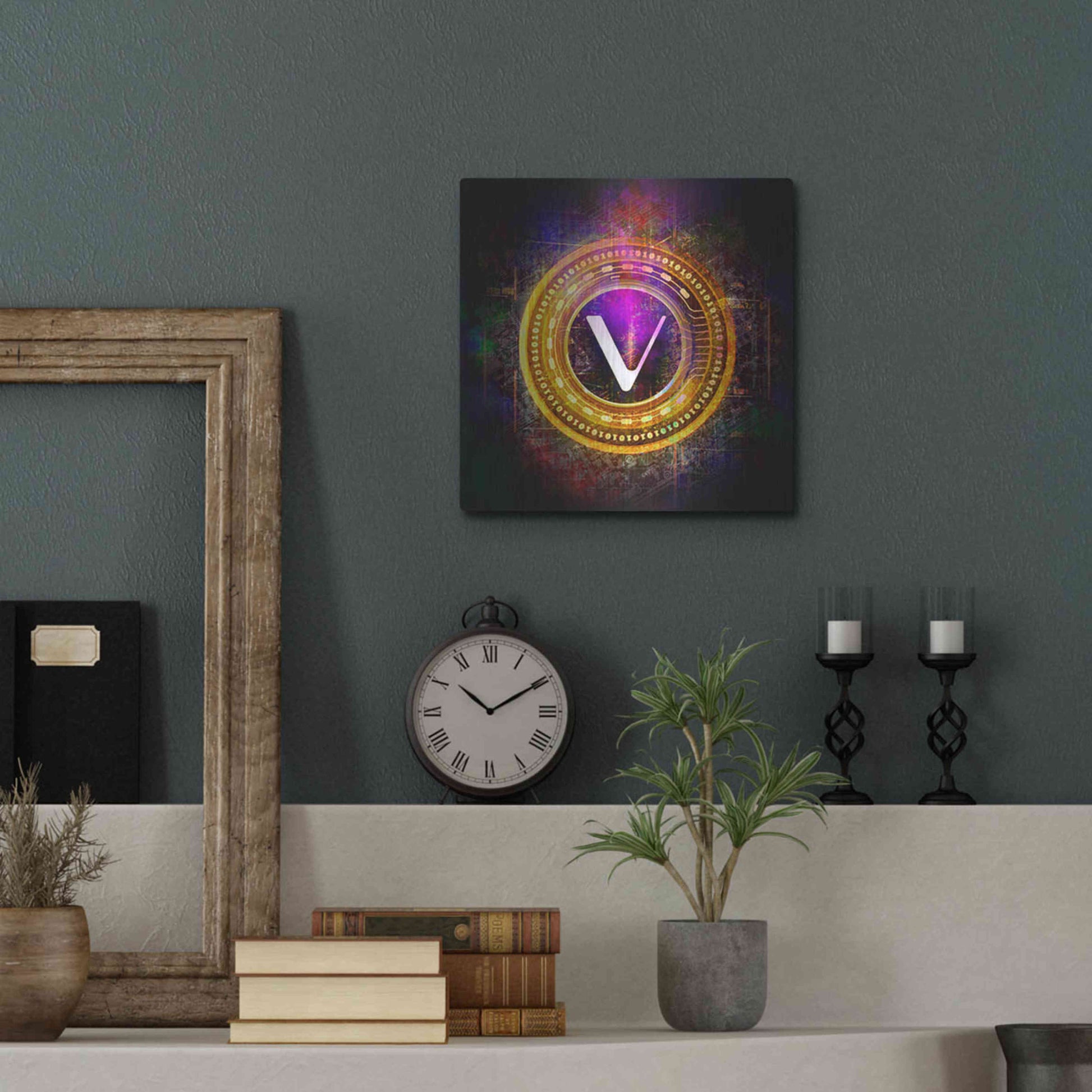 Luxe Metal Art 'Vechain Crypto Halo' by Epic Portfolio Metal Wall Art,12x12