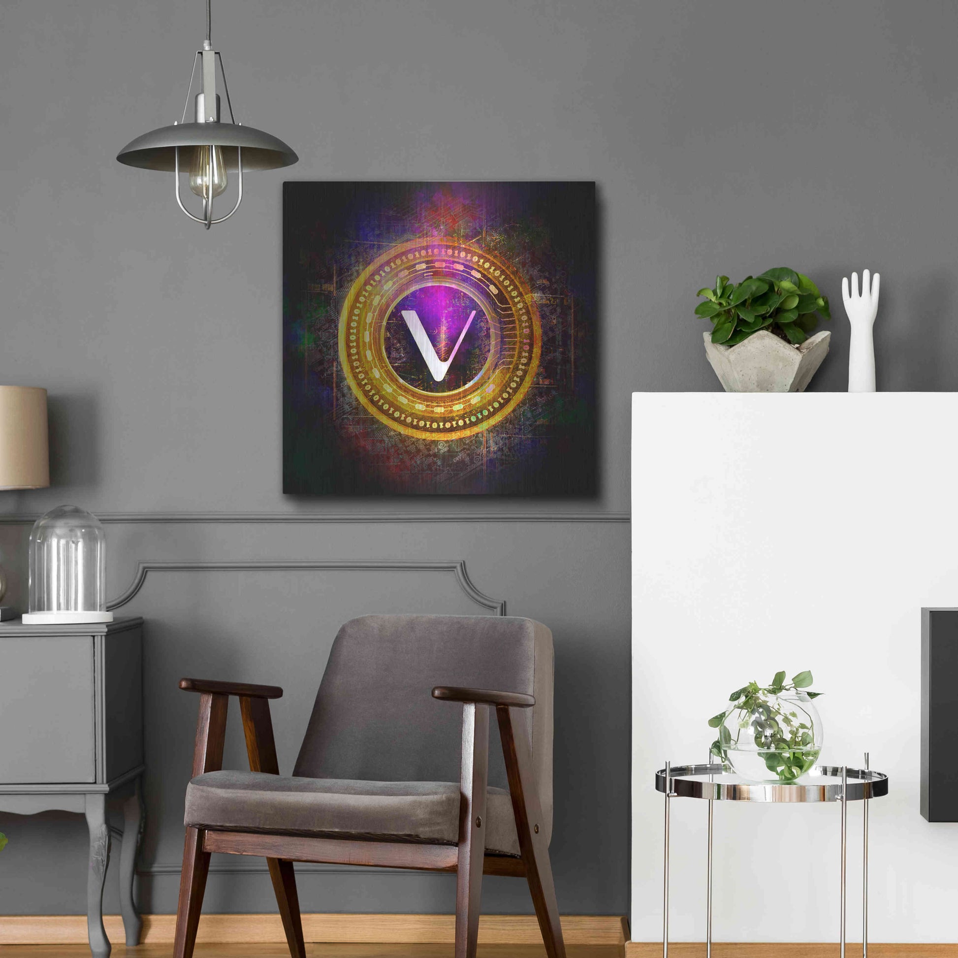 Luxe Metal Art 'Vechain Crypto Halo' by Epic Portfolio Metal Wall Art,24x24