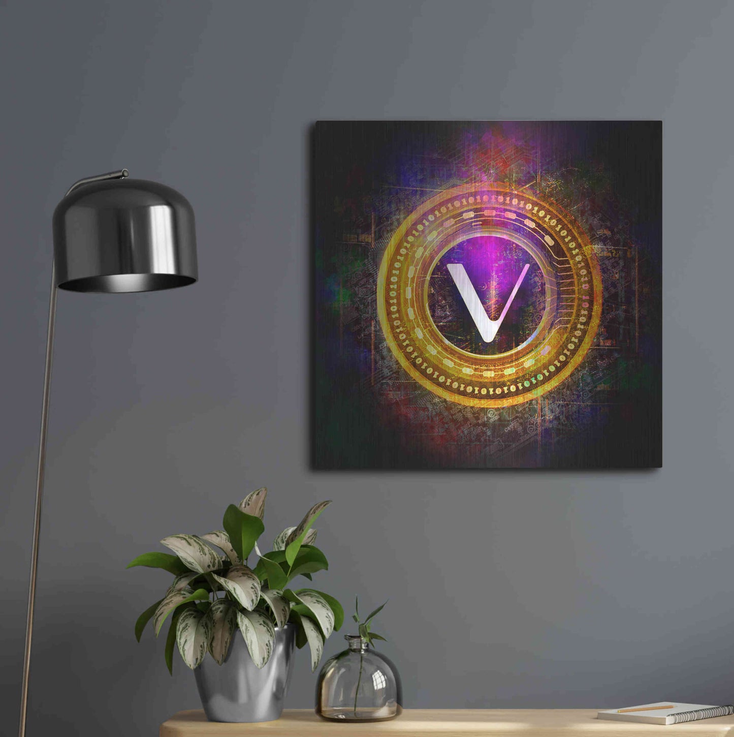 Luxe Metal Art 'Vechain Crypto Halo' by Epic Portfolio Metal Wall Art,24x24