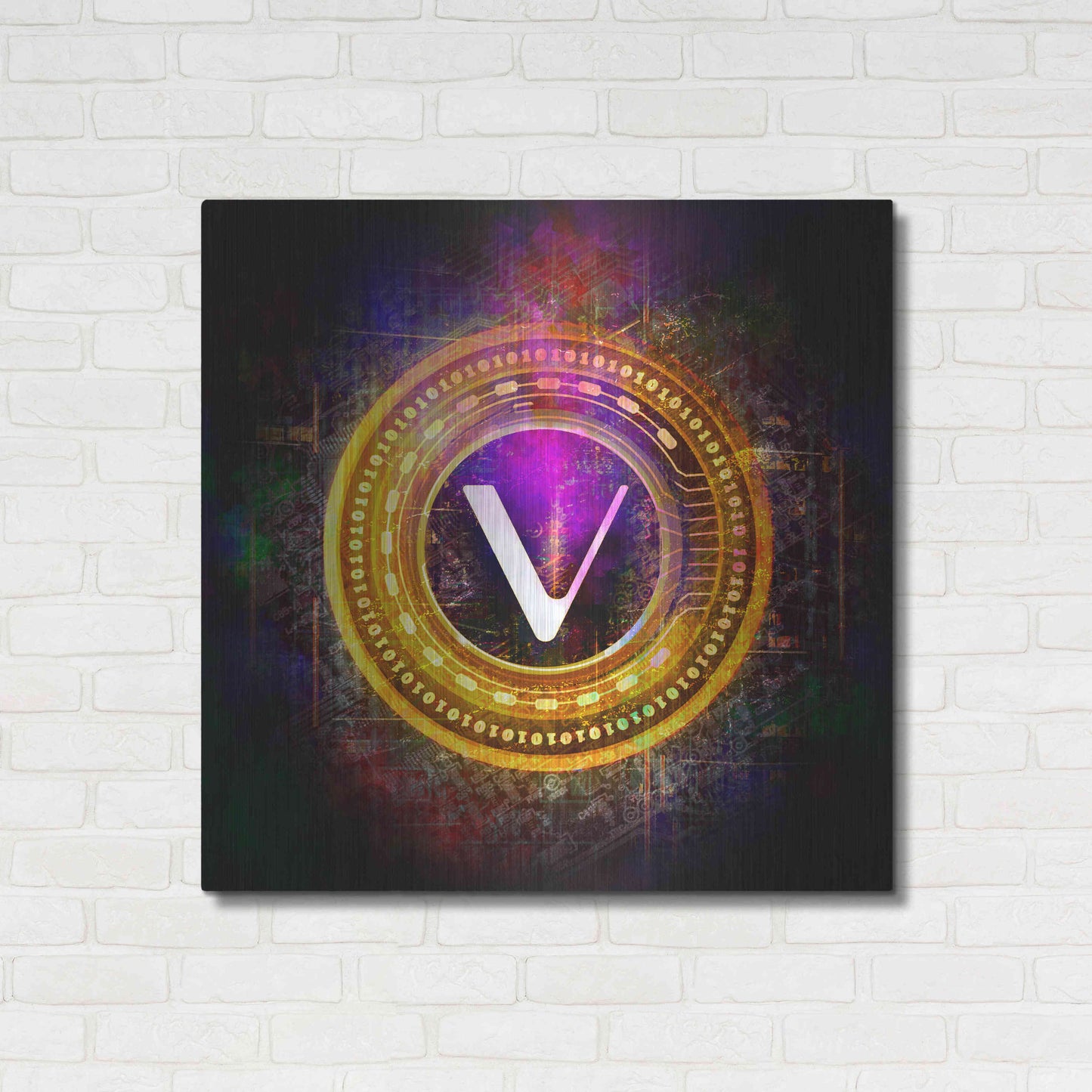 Luxe Metal Art 'Vechain Crypto Halo' by Epic Portfolio Metal Wall Art,36x36