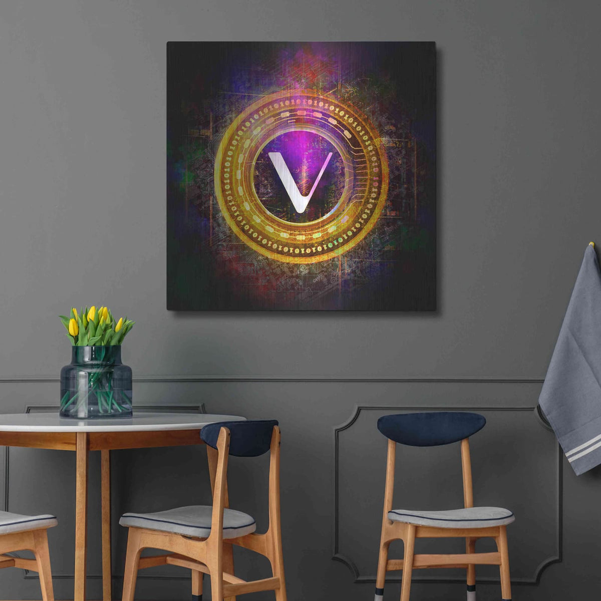 'Vechain Crypto Halo' by Valentyn Artemenko – Metal Wall Art, 36x36 room view
