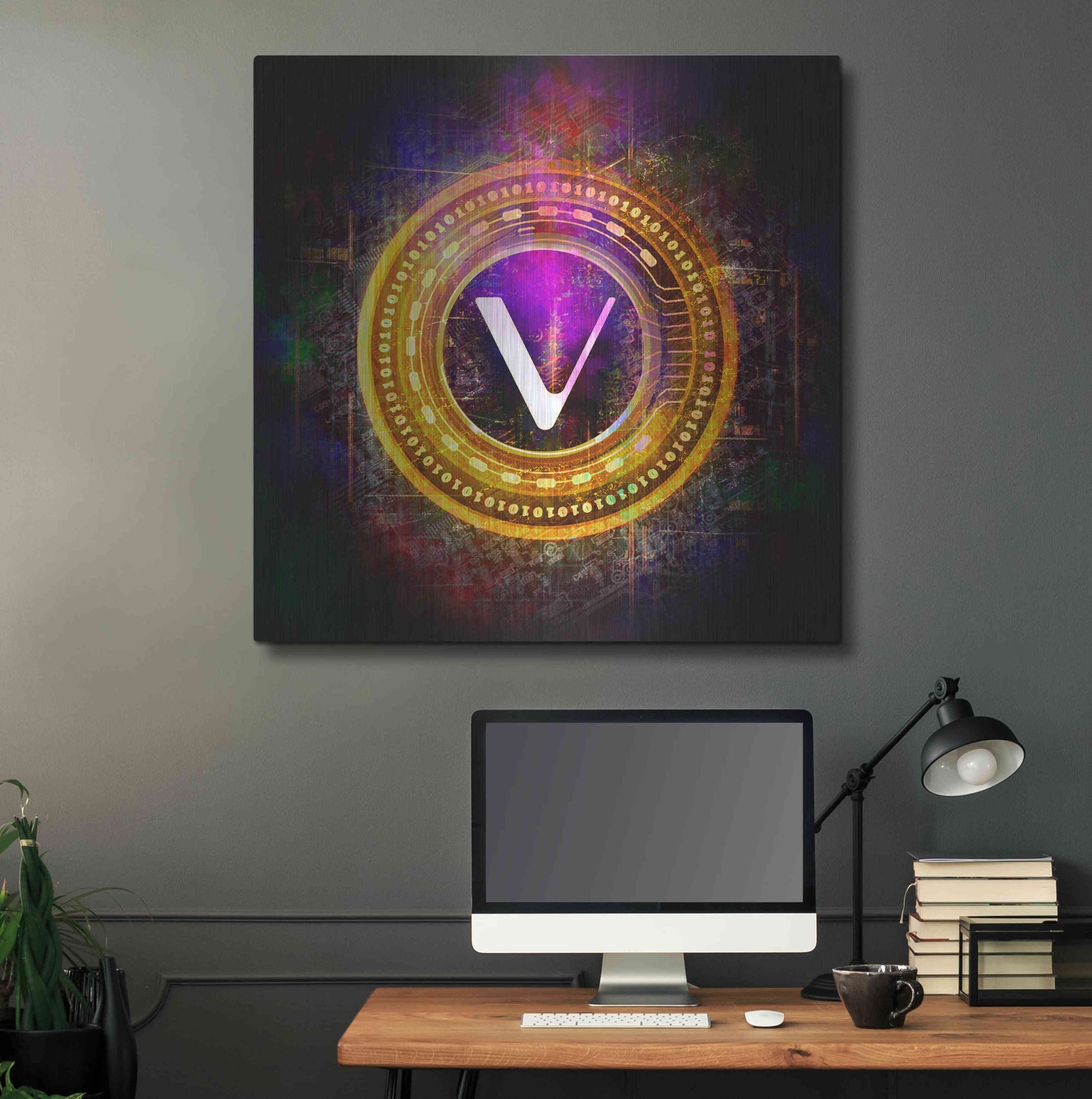 Luxe Metal Art 'Vechain Crypto Halo' by Epic Portfolio Metal Wall Art,36x36