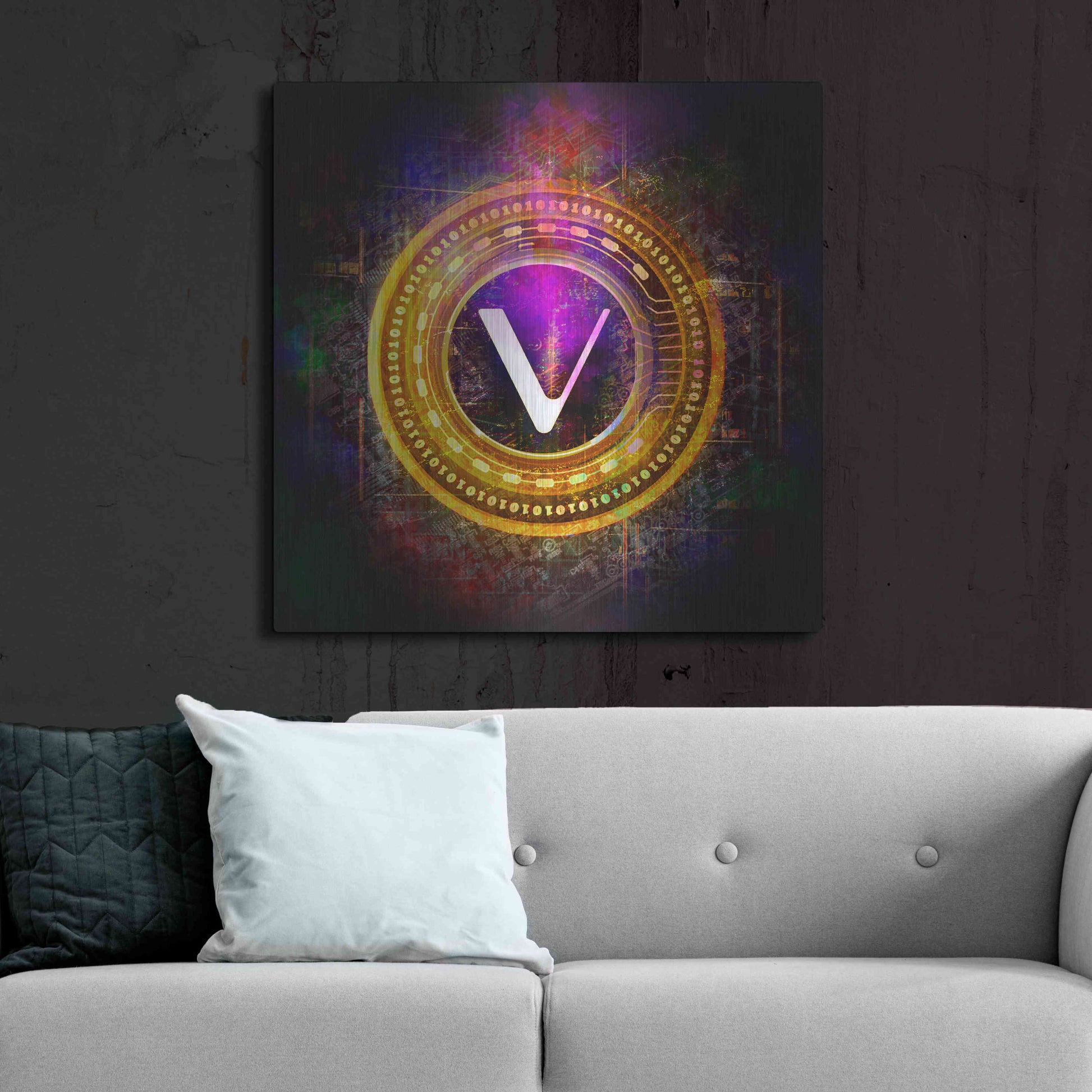 Luxe Metal Art 'Vechain Crypto Halo' by Epic Portfolio Metal Wall Art,36x36