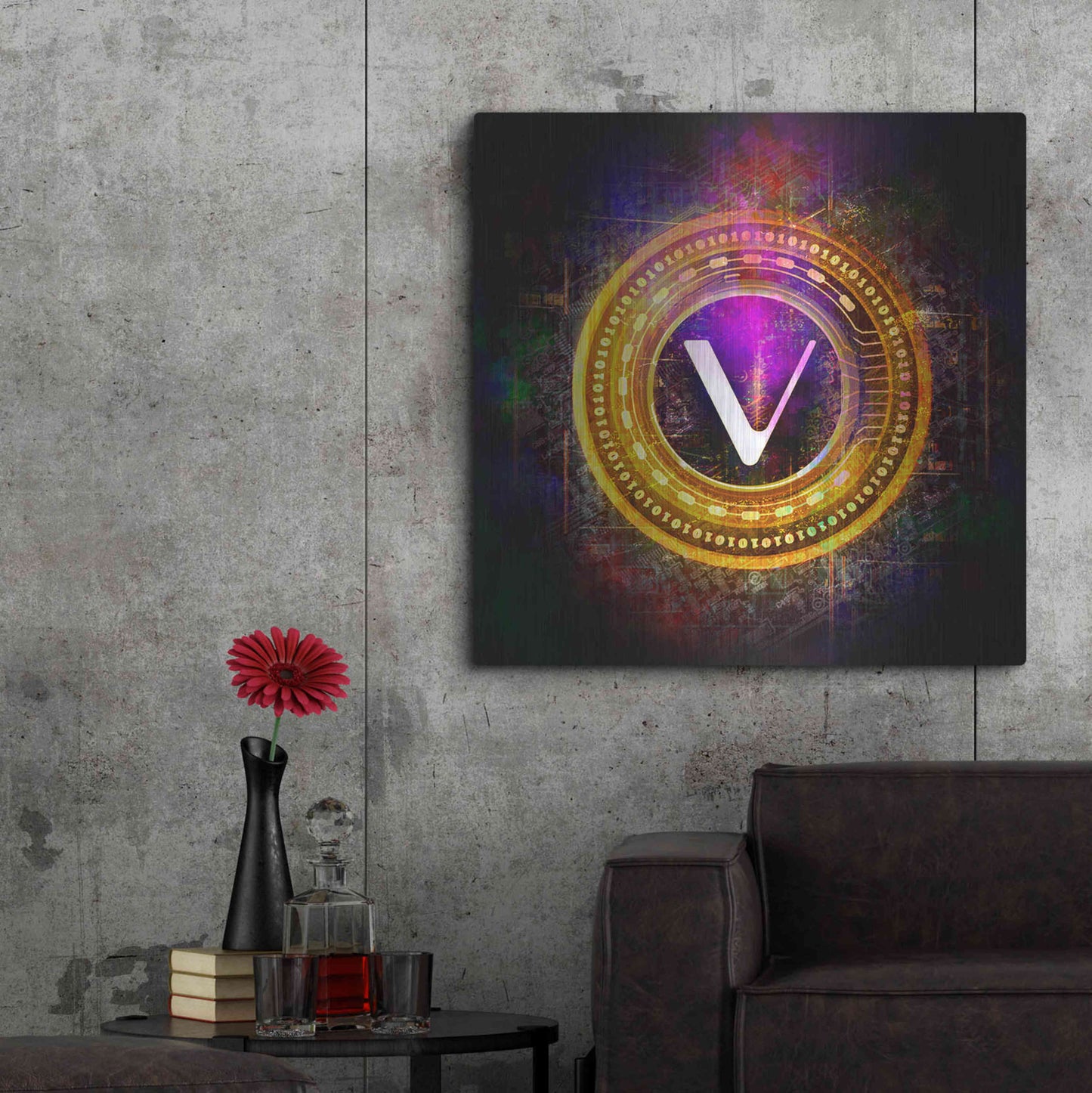 Luxe Metal Art 'Vechain Crypto Halo' by Epic Portfolio Metal Wall Art,36x36