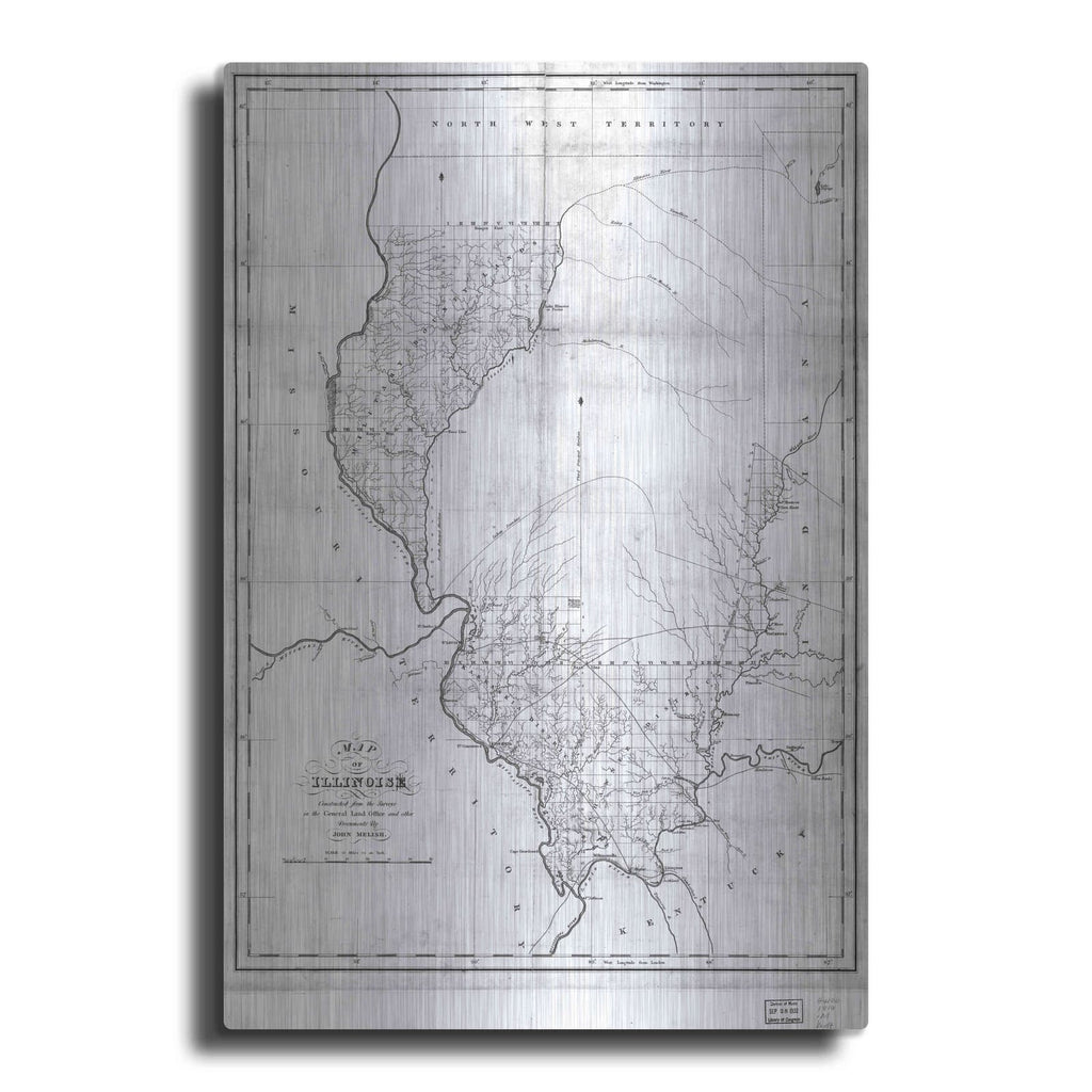 'Map of Illinois 1818' by Historical Portfolio – Metal Wall Art