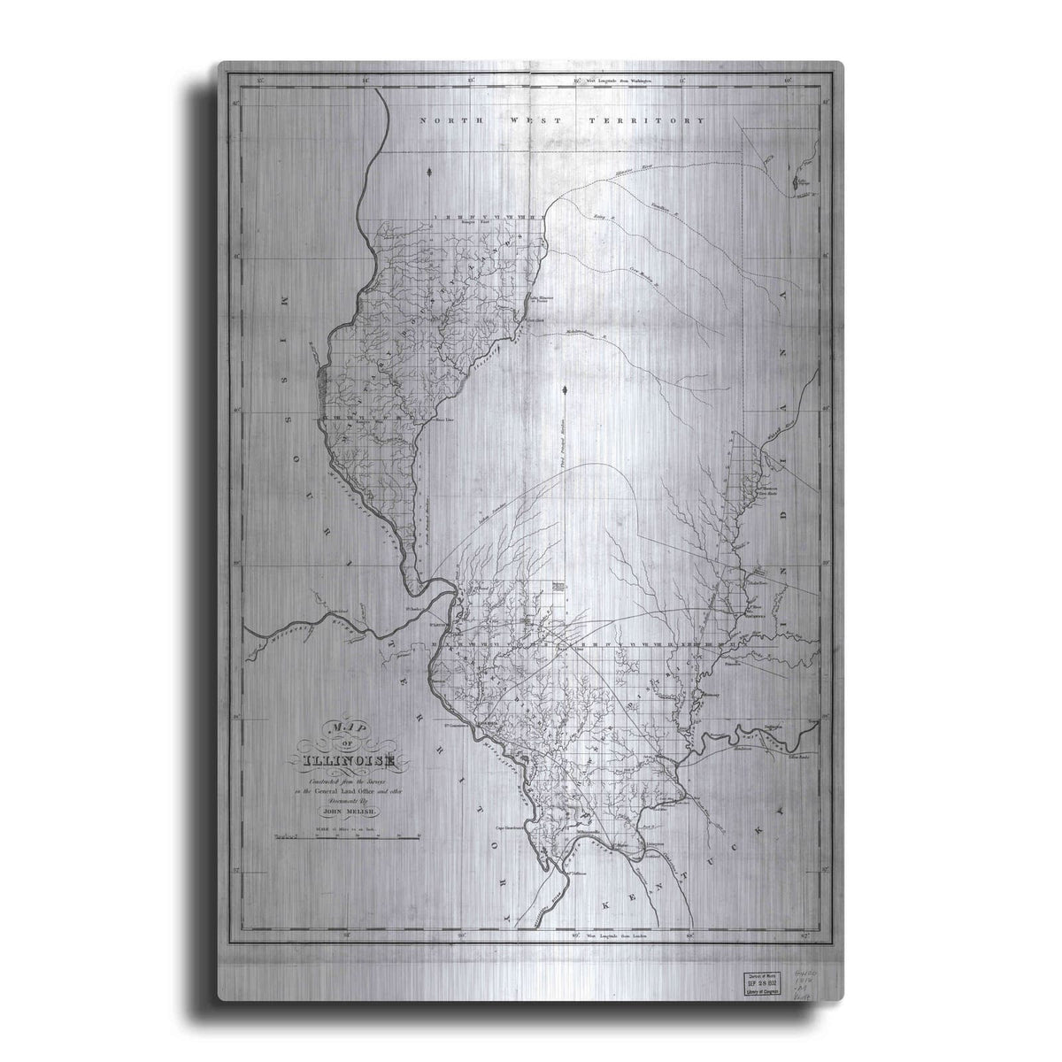 'Map of Illinois 1818' by Historical Portfolio – Metal Wall Art