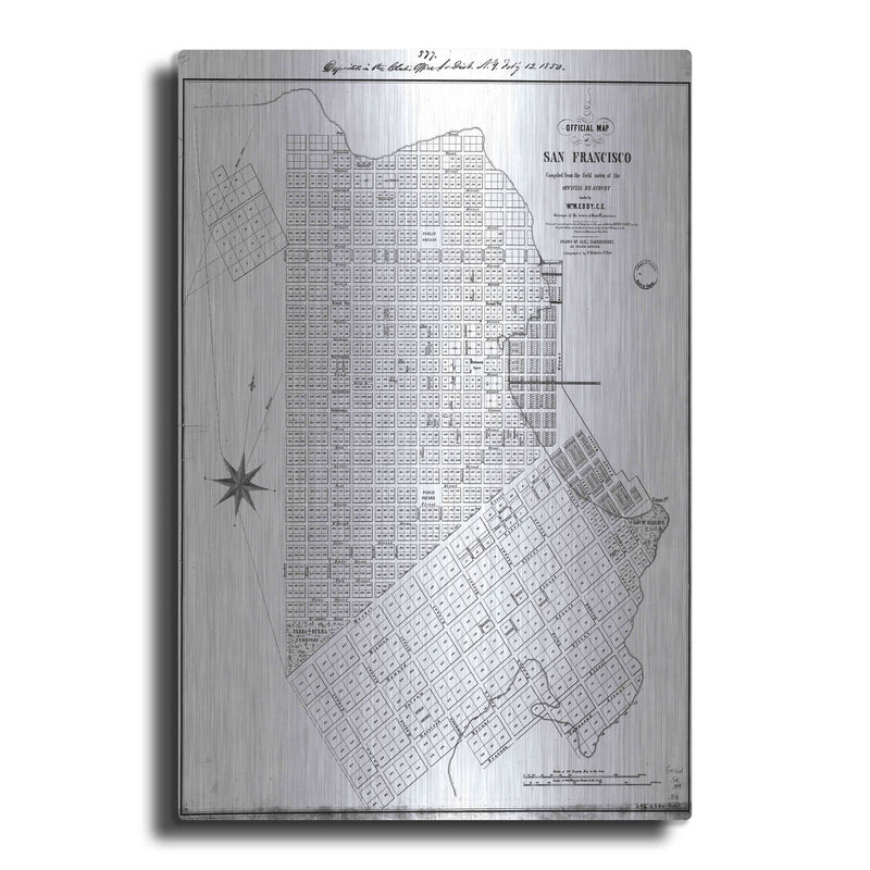'Map of San Francisco 1849' by Historical Portfolio – Metal Wall Art