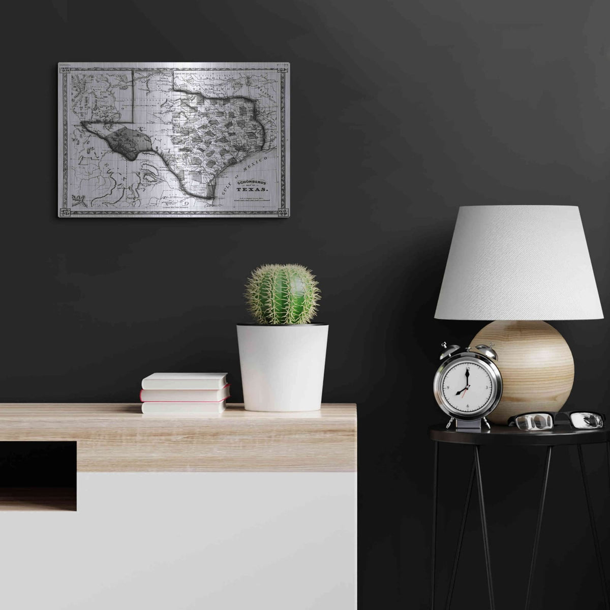'Map of Texas 1866' by Historical Portfolio – Metal Wall Art, 24x16 room view
