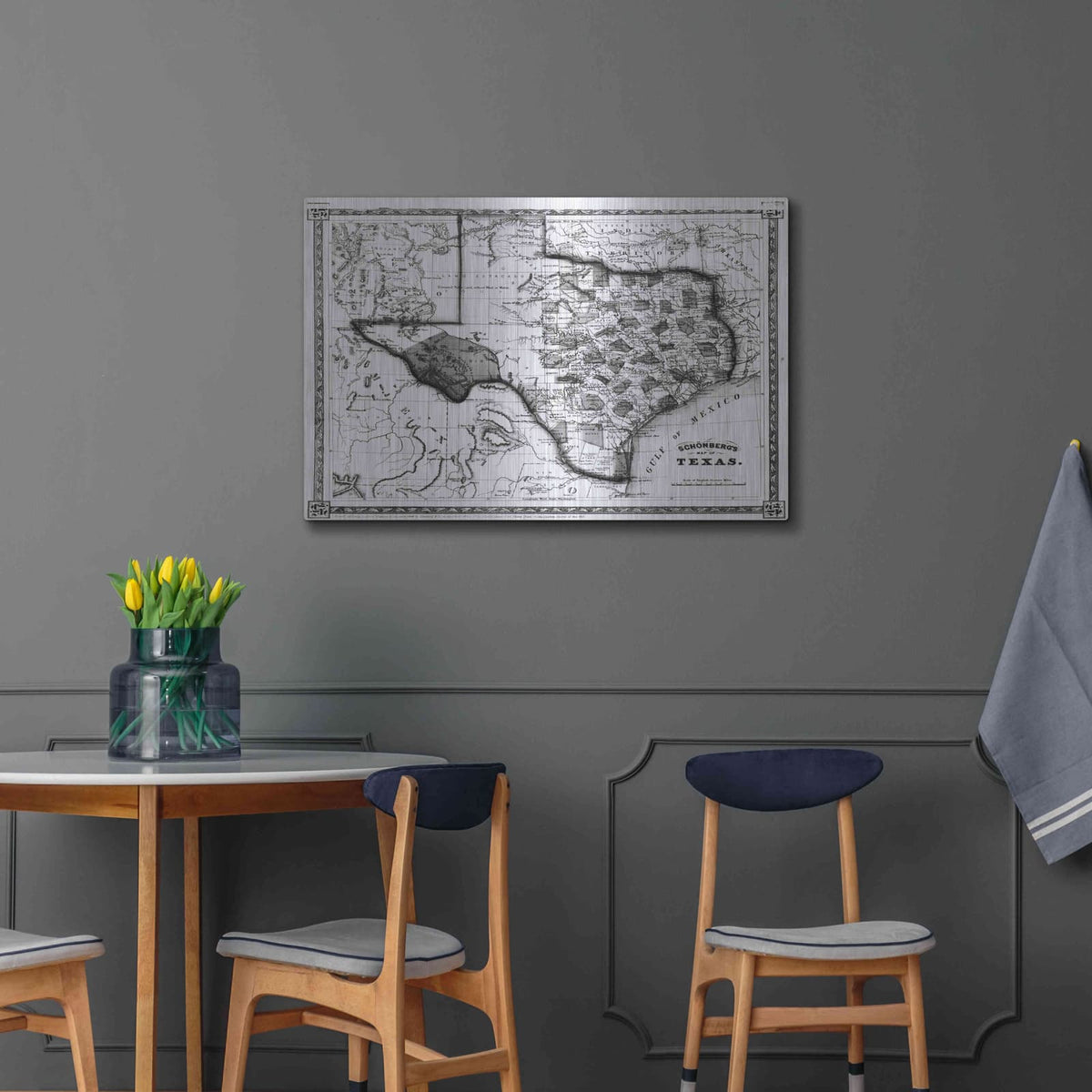 'Map of Texas 1866' by Historical Portfolio – Metal Wall Art, 36x24 room view