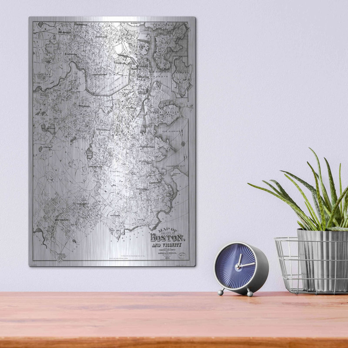 'Map of Boston 1907' by Historical Portfolio – Metal Wall Art, 12x16 room view