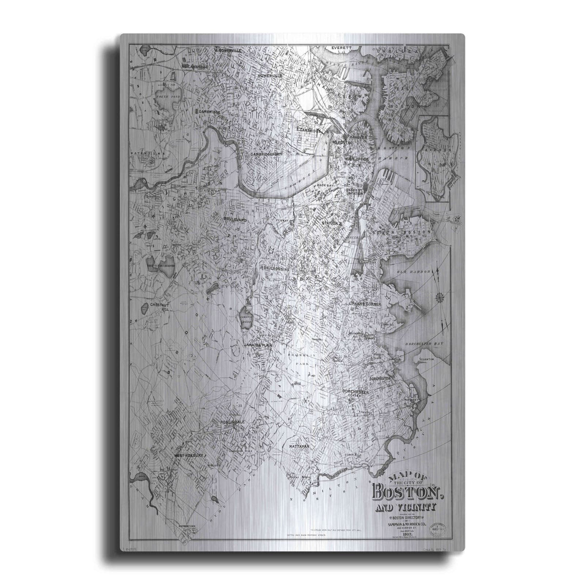 'Map of Boston 1907' by Historical Portfolio – Metal Wall Art