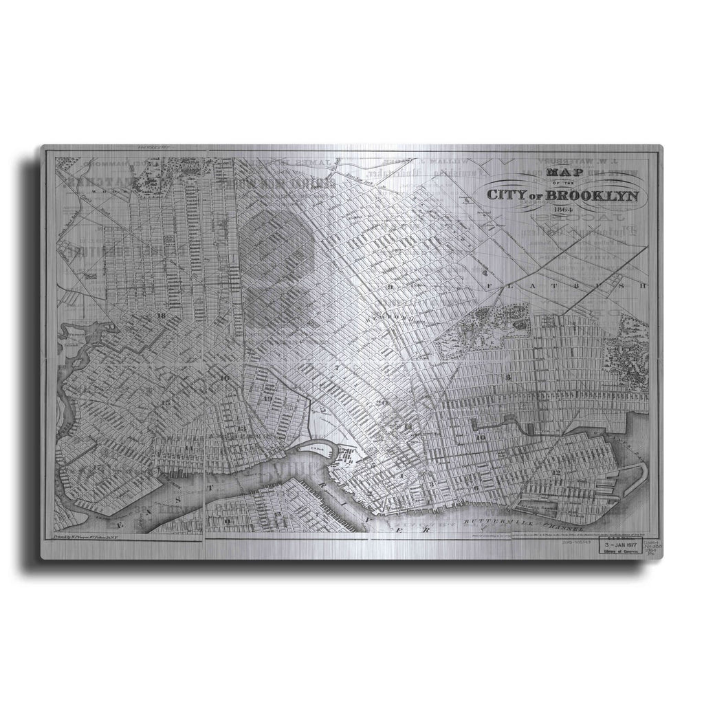 'Map of Brooklyn 1864' by Historical Portfolio – Metal Wall Art