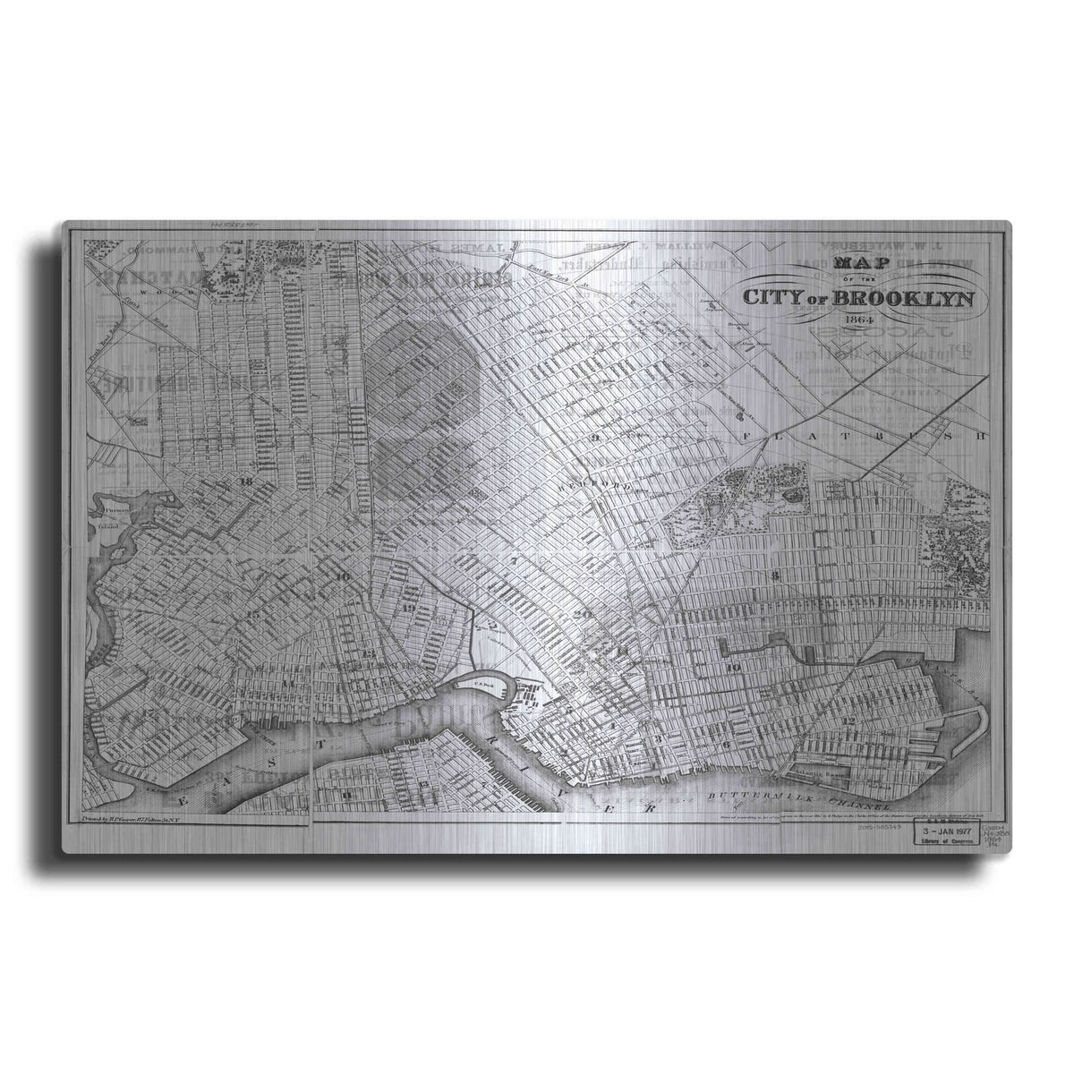'Map of Brooklyn 1864' by Historical Portfolio – Metal Wall Art