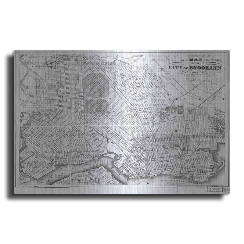 'Map of Brooklyn 1864' by Historical Portfolio – Metal Wall Art