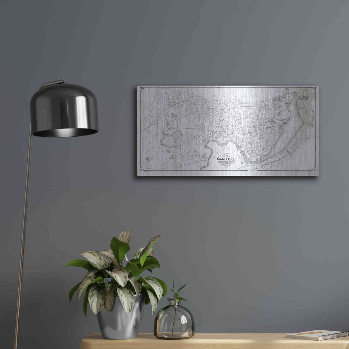 'Map of Cambridge 1894' by Historical Portfolio – Metal Wall Art, 24x12 room view