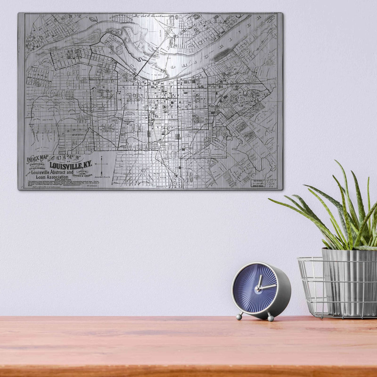 'Map of Louisville, KY 1879' by Historical Portfolio – Metal Wall Art, 16x12 room view